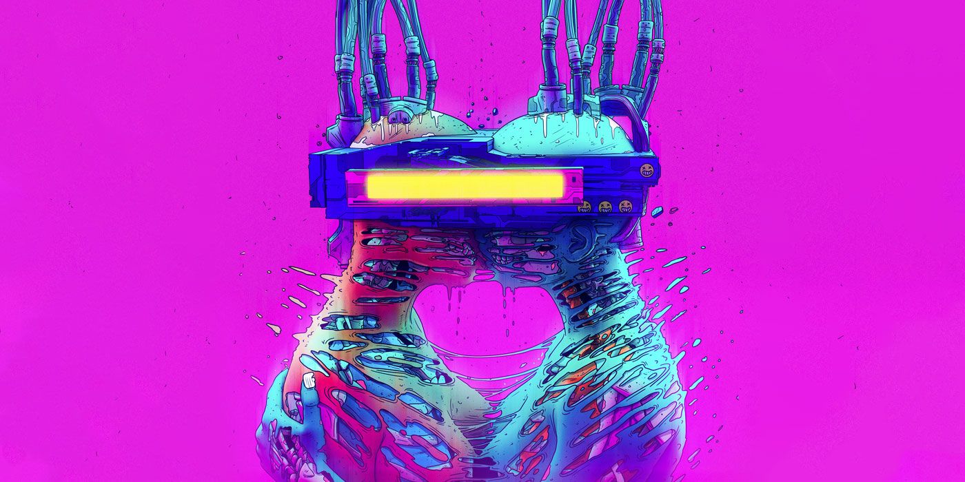Testa robotica visore neon rosa, 1400x700 720p, iMac