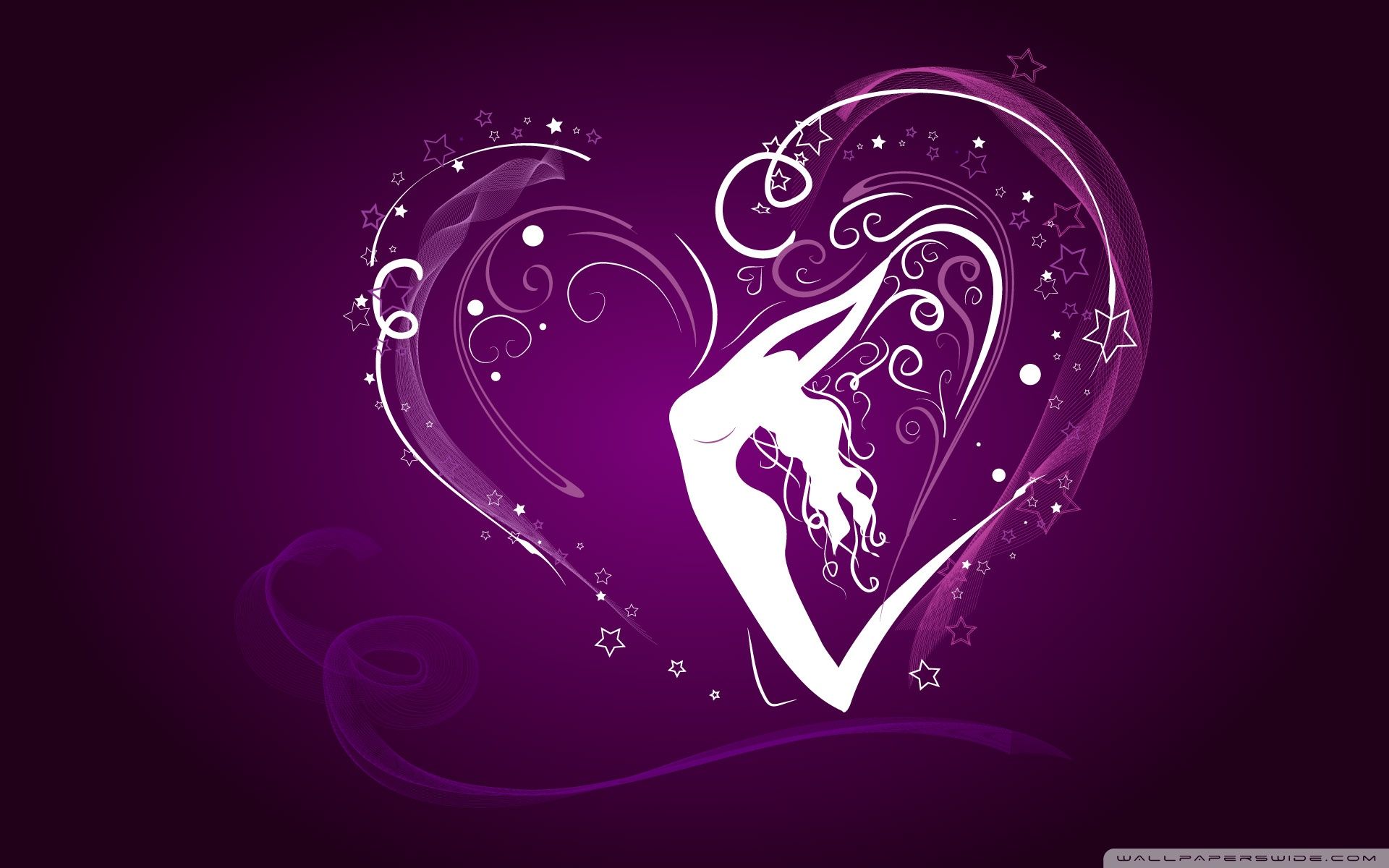 Cuore viola con silhouette donna, 1920x1200 WUXGA, PC