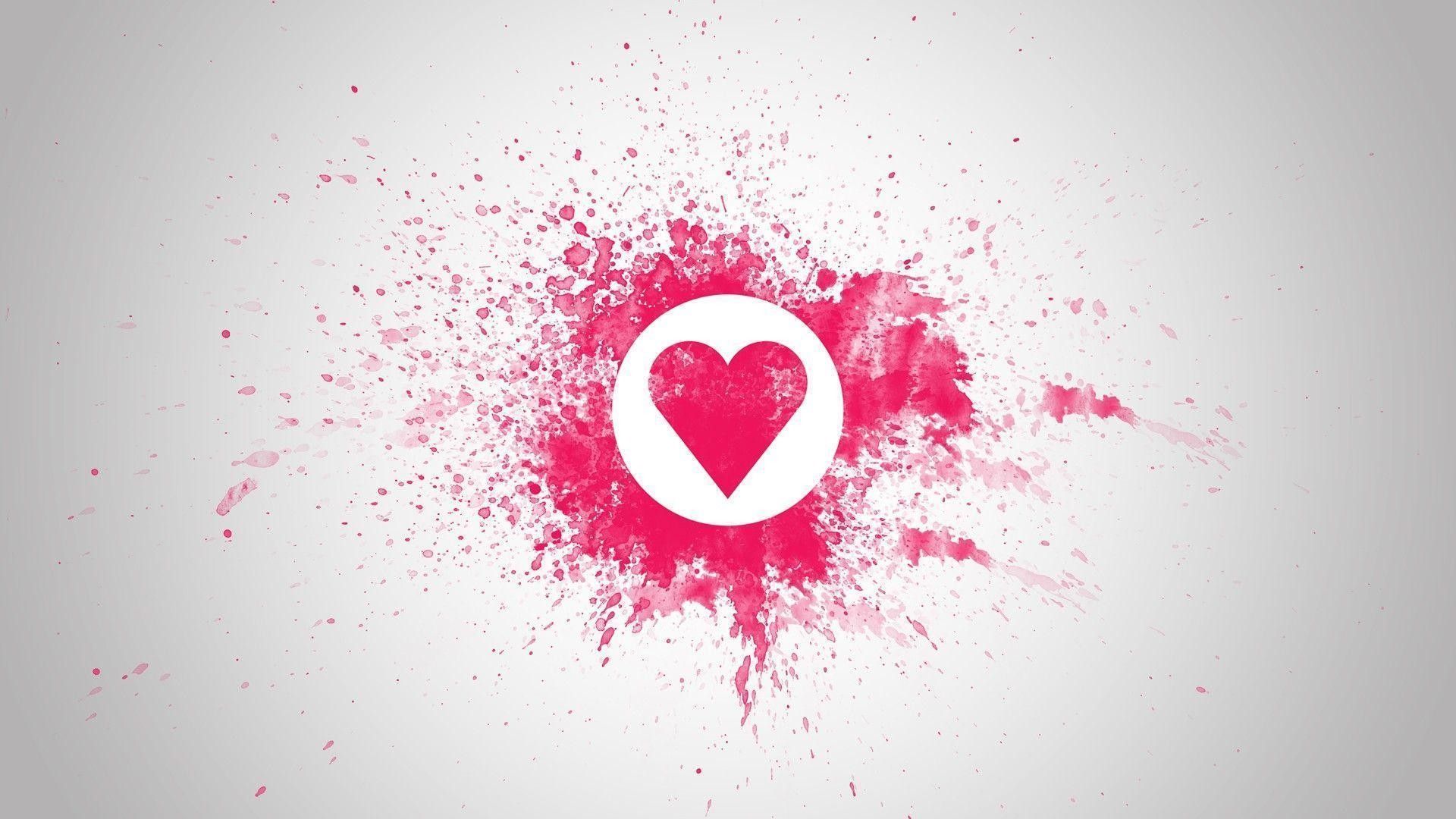 Cuore bianco su schizzo rosa, 1920x1080 Full HD, Desktop