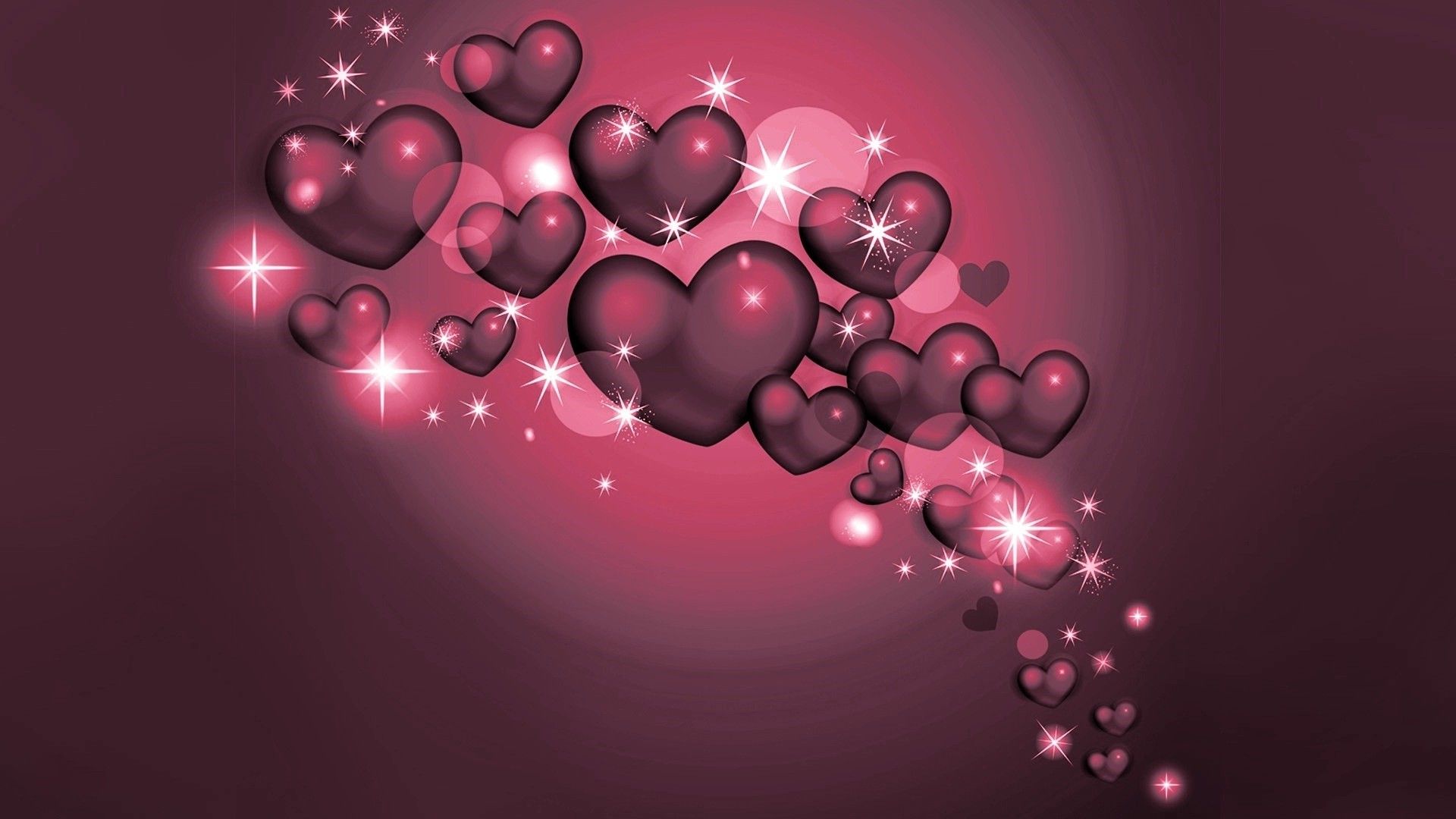 Cuori rosa bokeh sfondo scuro, 1920x1080 Full HD, Desktop