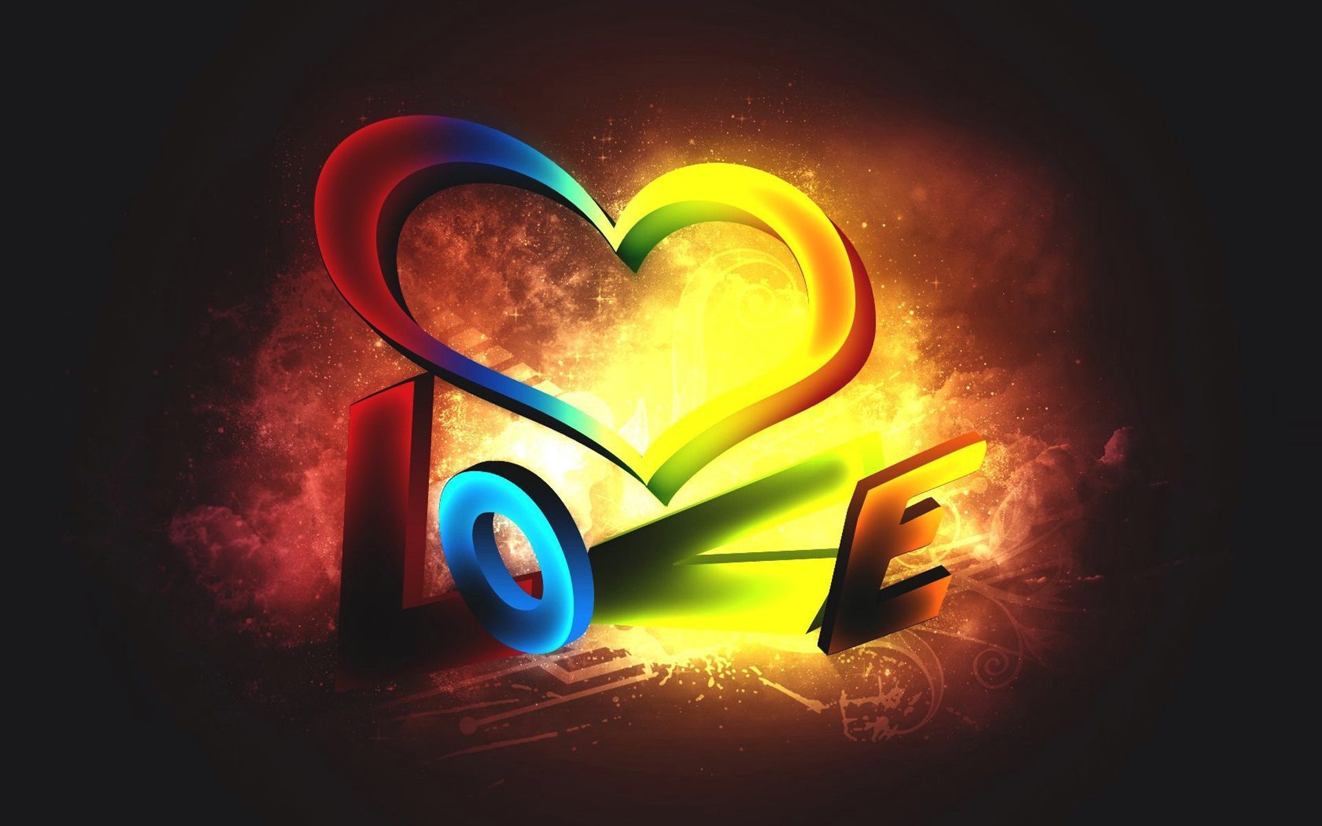 Scritta LOVE arcobaleno 3D, 1920x1200 WUXGA, PC Desktop
