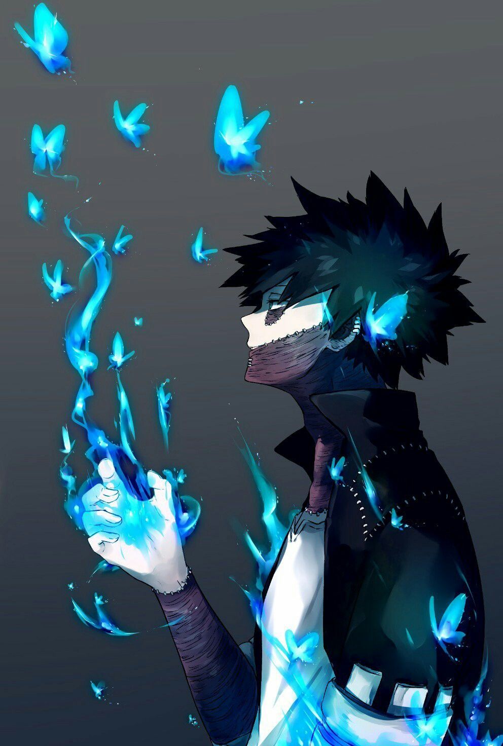 Dabi con farfalle di fuoco blu, 992x1472 Verticale, Telefono