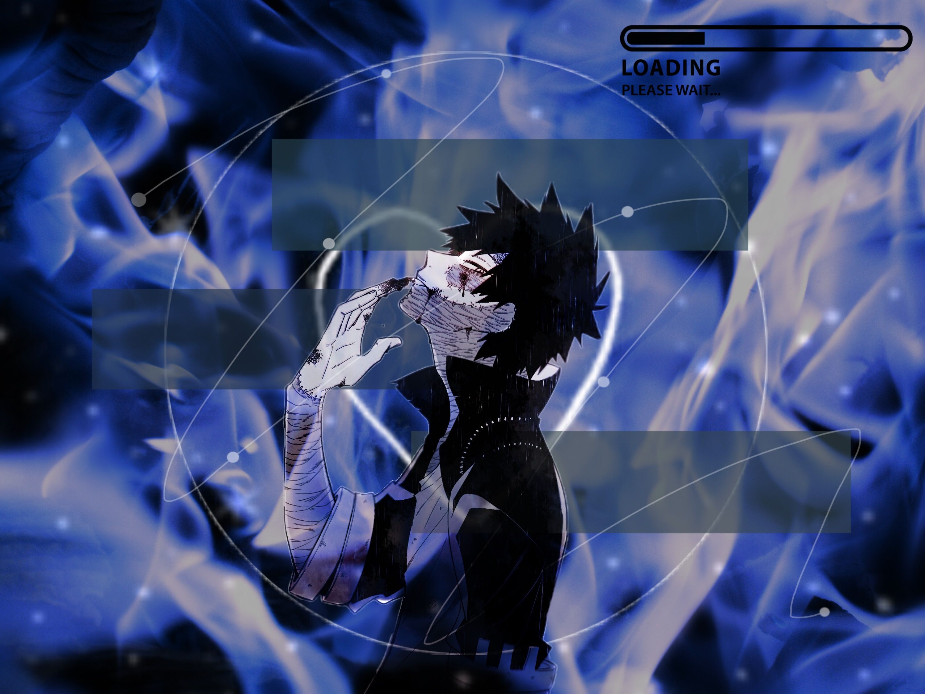 Personaggio anime fiamme blu, 1191x670 HD, iMac