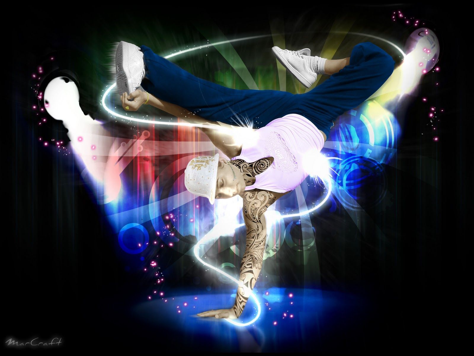 Ballerino breakdance 3D neon, 1600x1200 900p, Desktop