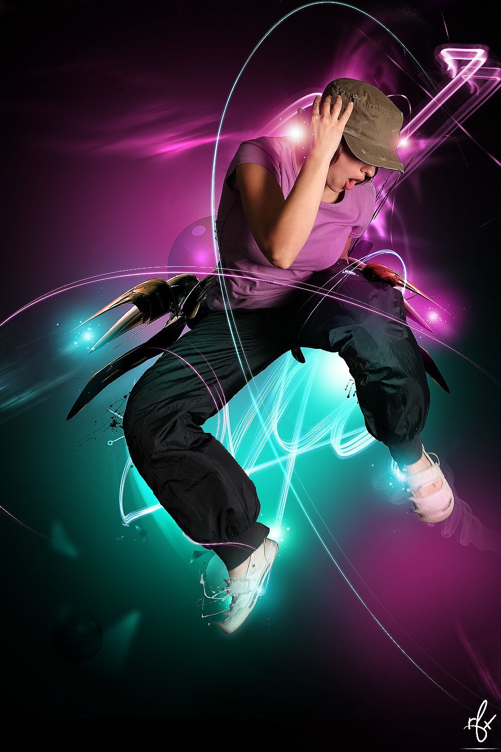 Ballerino hip hop luci al neon, 1000x1500 Verticale, Telefono