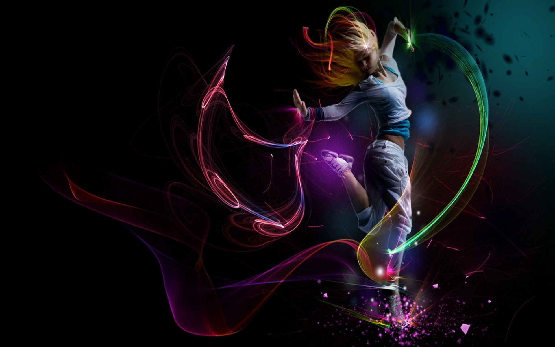 Ballerino con luci al neon 3D, 1920x1200 WUXGA, Desktop
