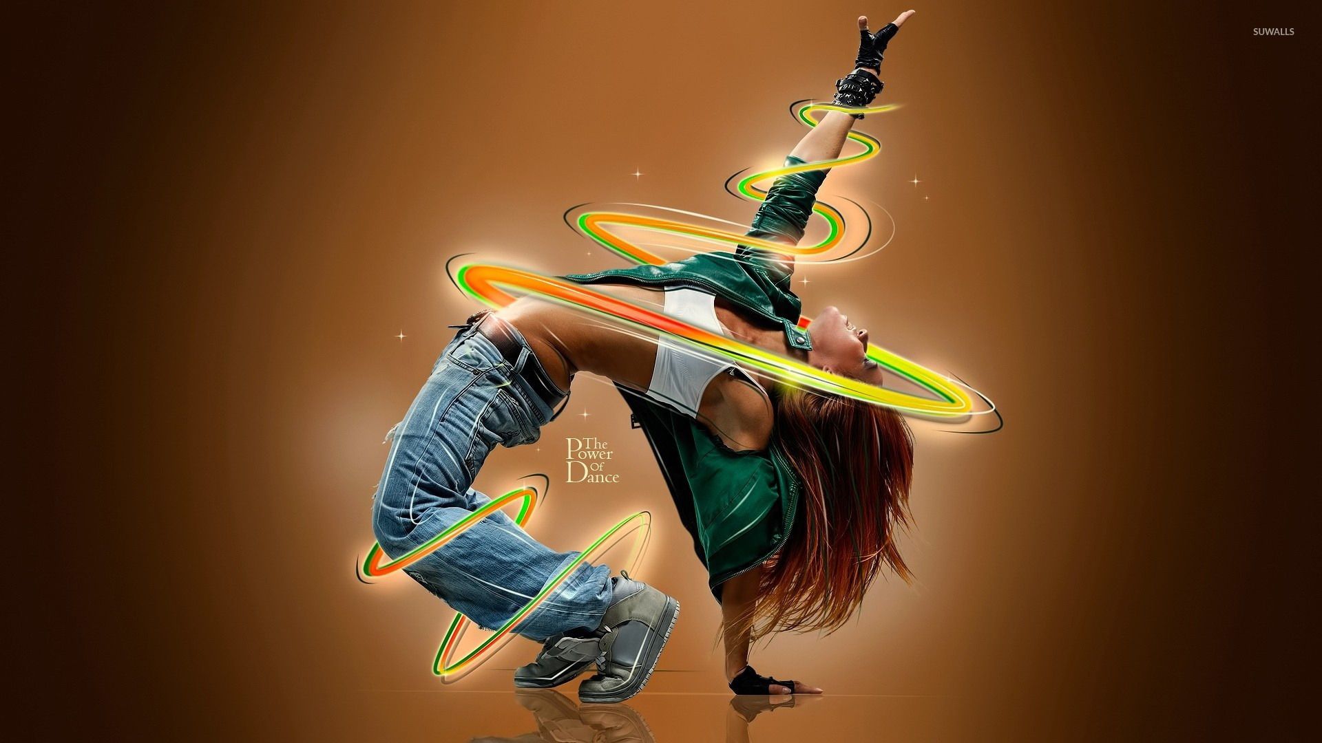 Ballerino breakdance con anelli luminosi, 1920x1080 1080p, PC Desktop
