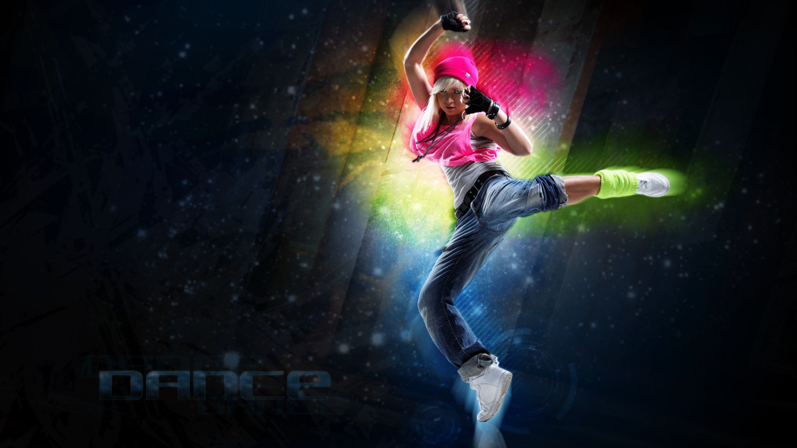 Ballerino con esplosione colori 3D, 2560x1440 2K, Desktop