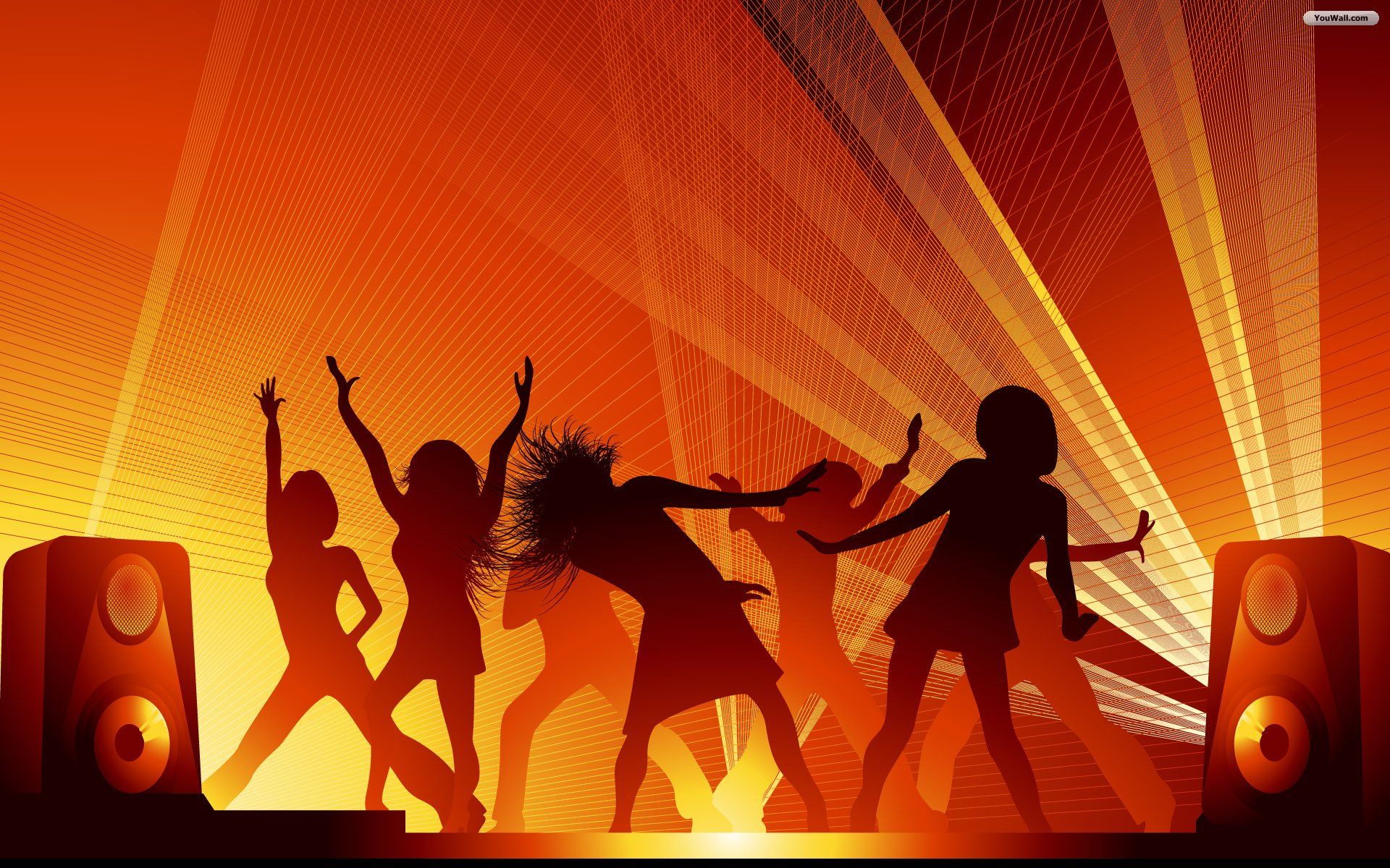 Silhouette danzanti sfondo arancione, 1920x1200 WUXGA, Laptop