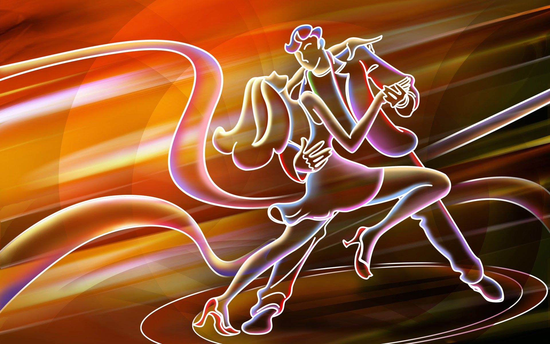 Coppia danzante al neon 3D, 1920x1200 WUXGA, Desktop