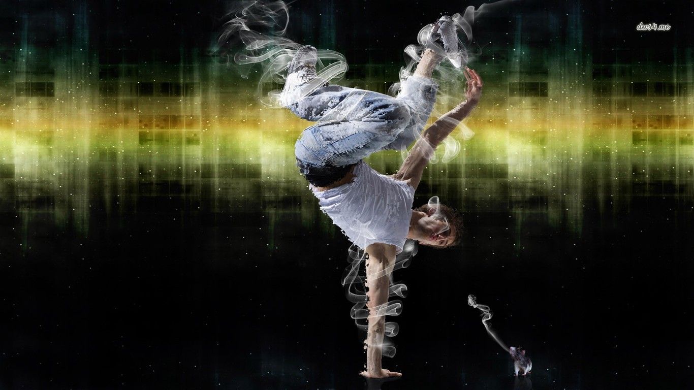 Ballerino breakdance figura astratta 3D, 1366x768 720p, PC