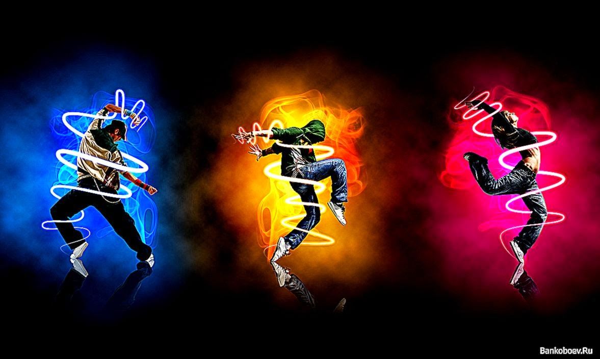 Tre ballerini hip hop 3D colorati, 1177x704 HD, PC Desktop