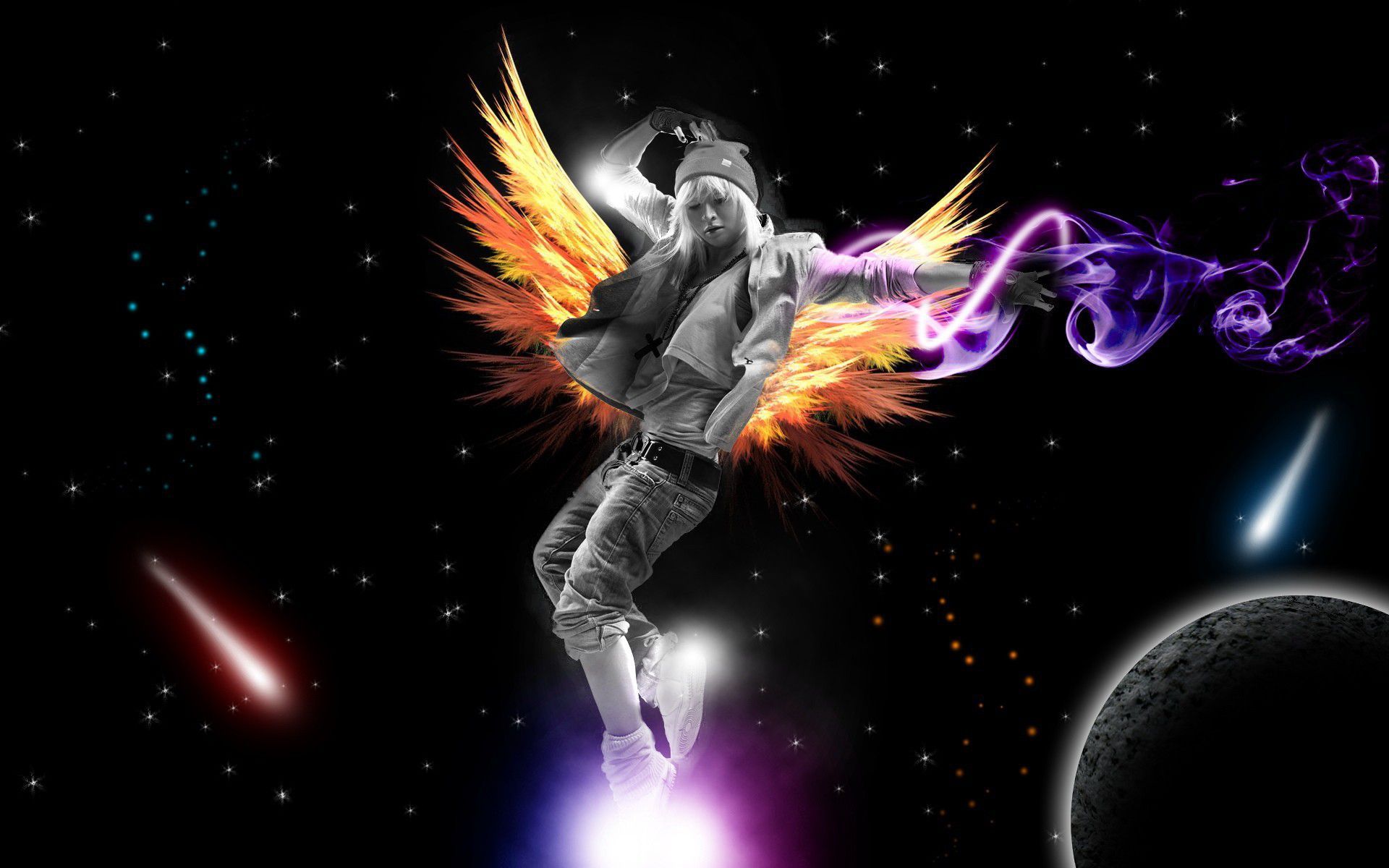 Ballerino con ali fantasy spazio, 1920x1200 Full HD+, Laptop