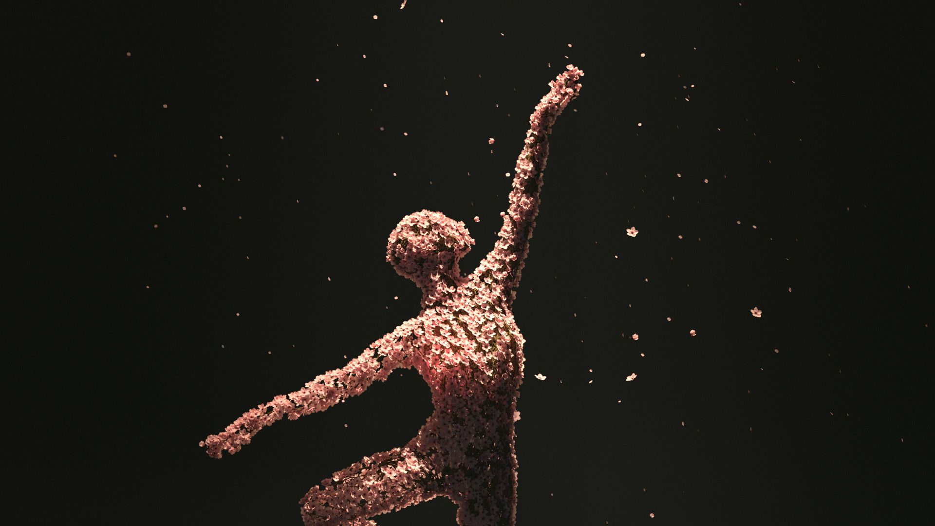 Figura danzante particellare 3D, 1920x1080 Full HD, Desktop