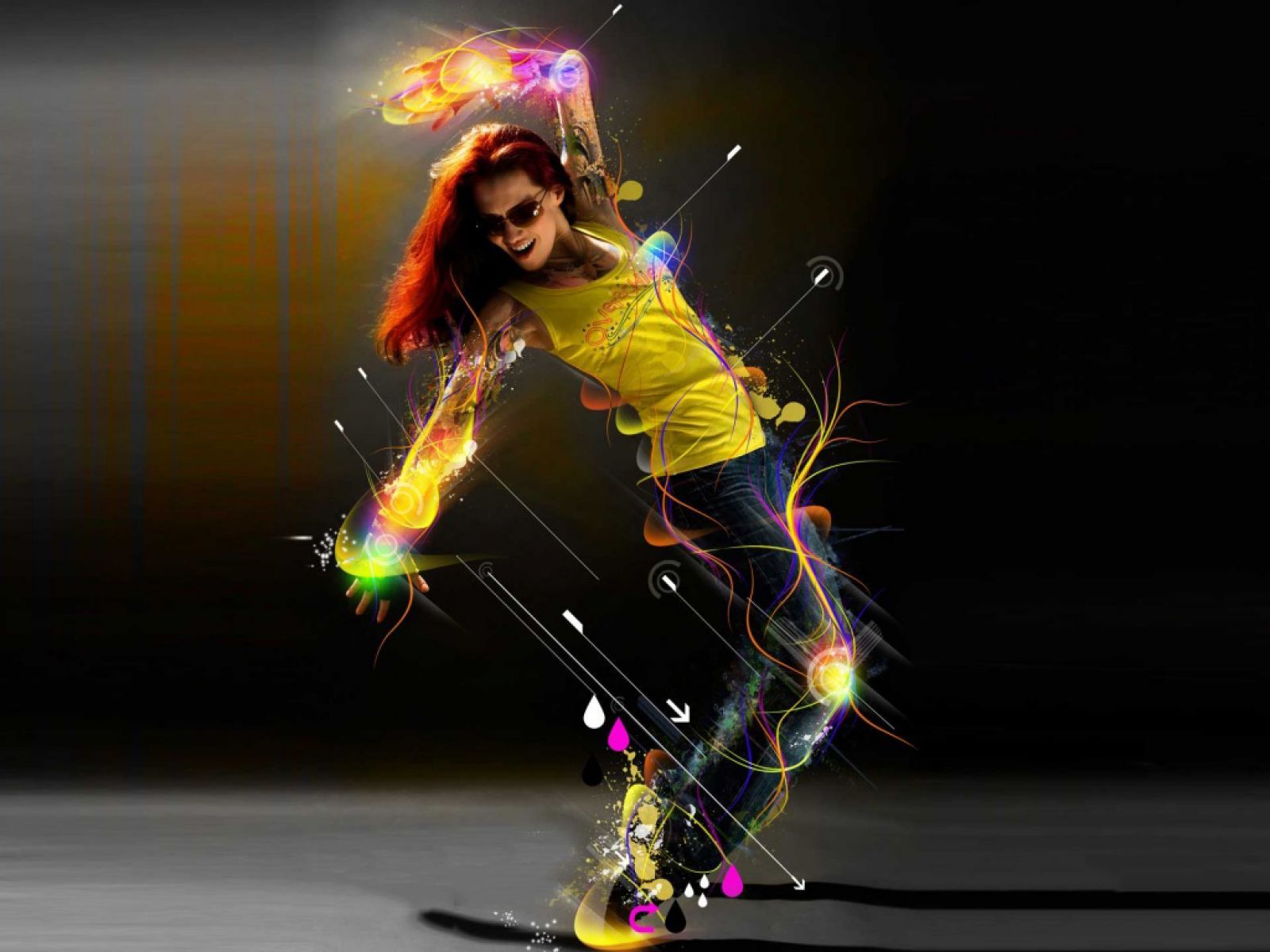 Ragazza che balla effetti luminosi, 1600x1200 900p, MacBook Air
