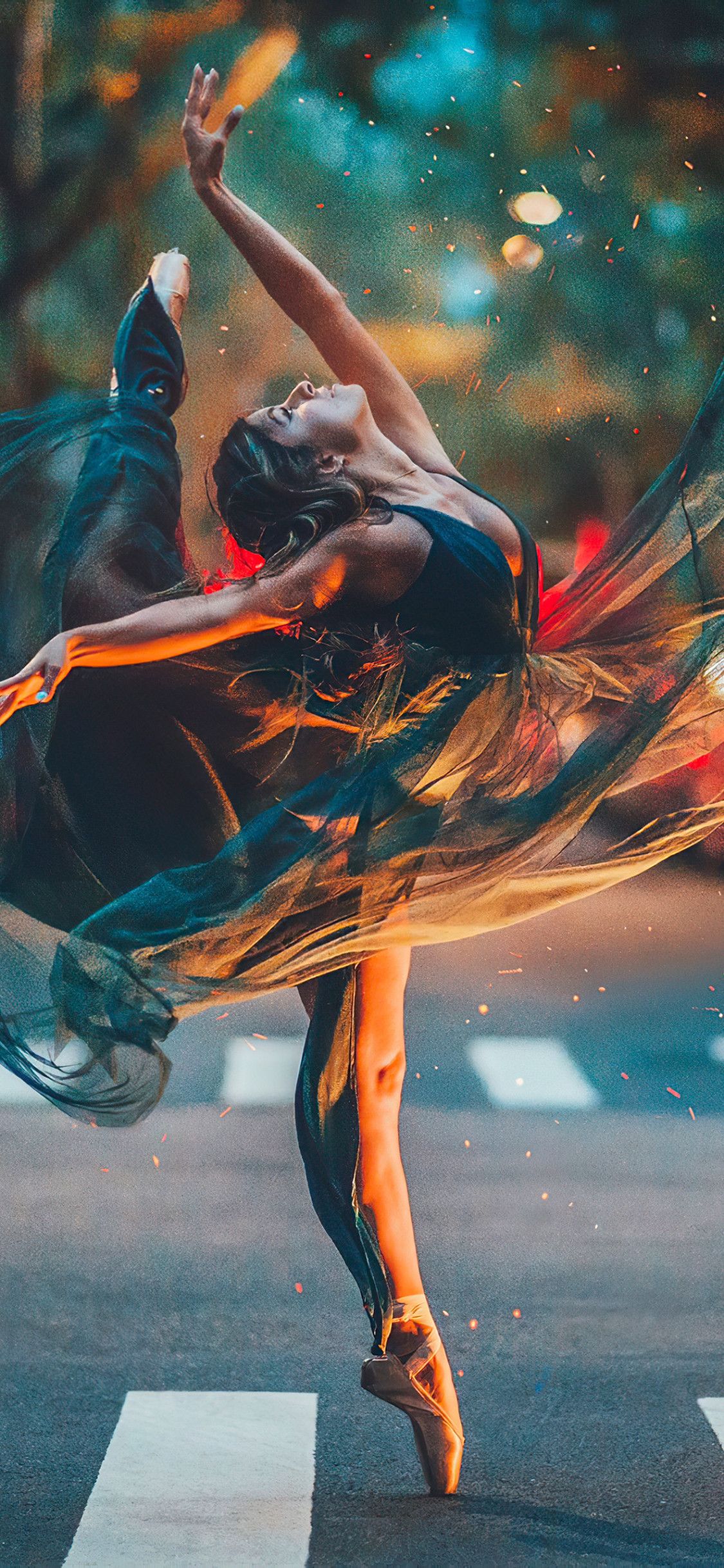 Ballerina in movimento su strada, 1125x2436 Verticale, Telefono