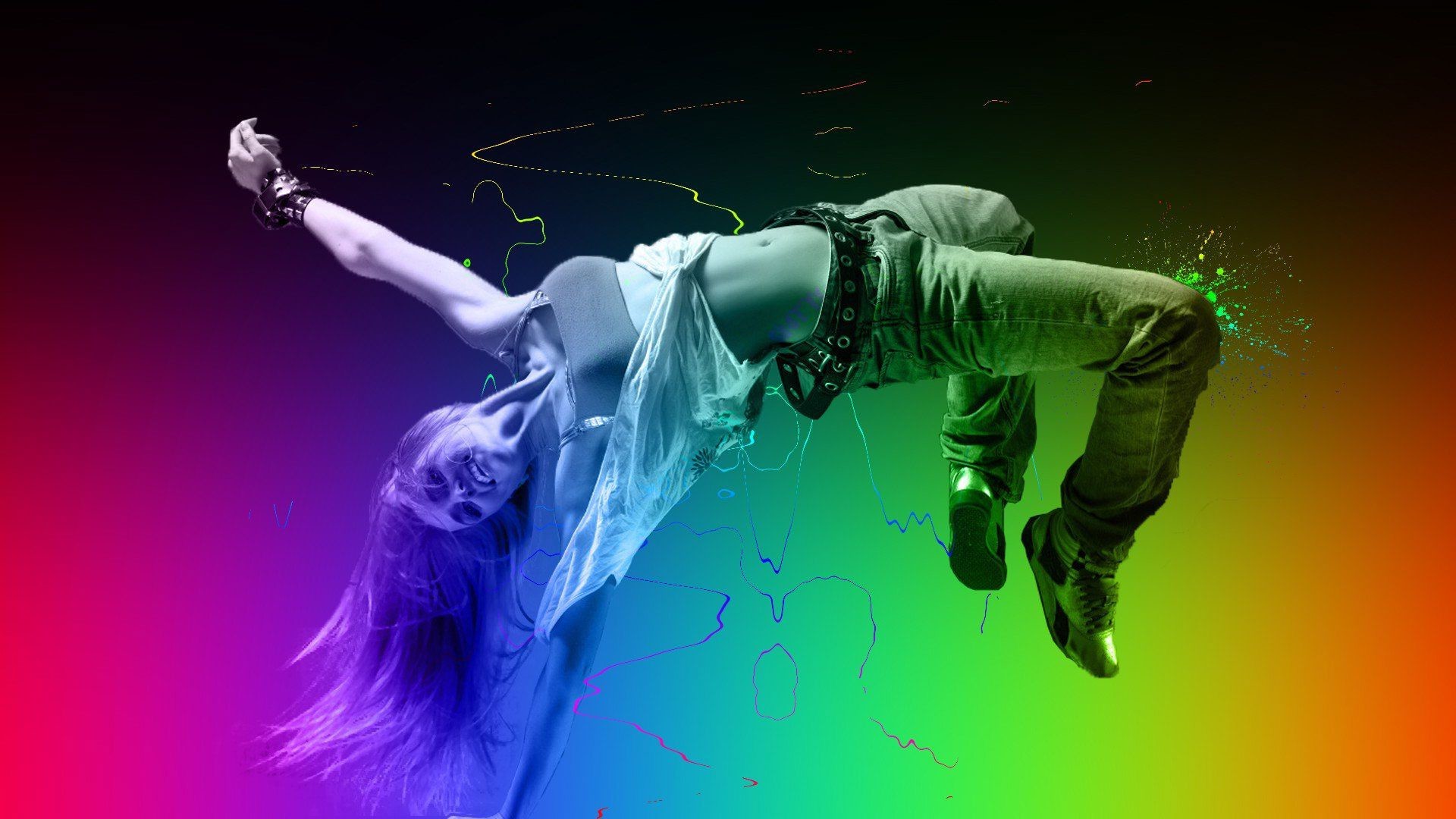 Ballerina in movimento sfondo arcobaleno, 1920x1080 Full HD, PC