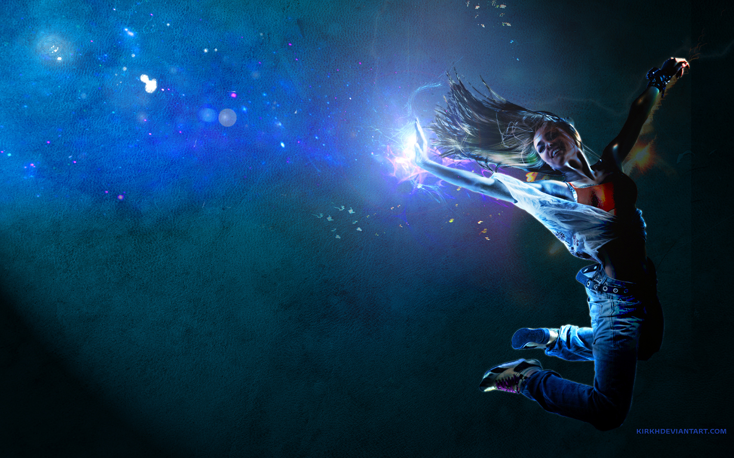 Ballerino salto luce blu, 1440x900 720p, Laptop