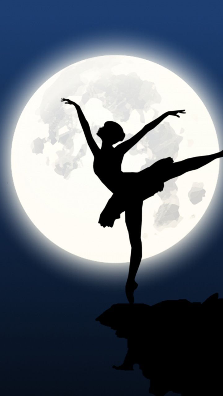 Silhouette ballerina davanti alla luna, 720x1280 Verticale, OnePlus
