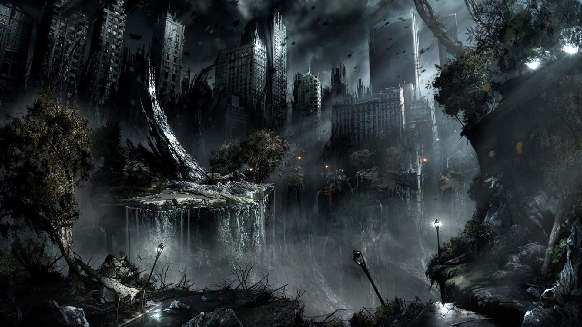 Città distrutta scura post-apocalittica, 1920x1080 Full HD, Desktop