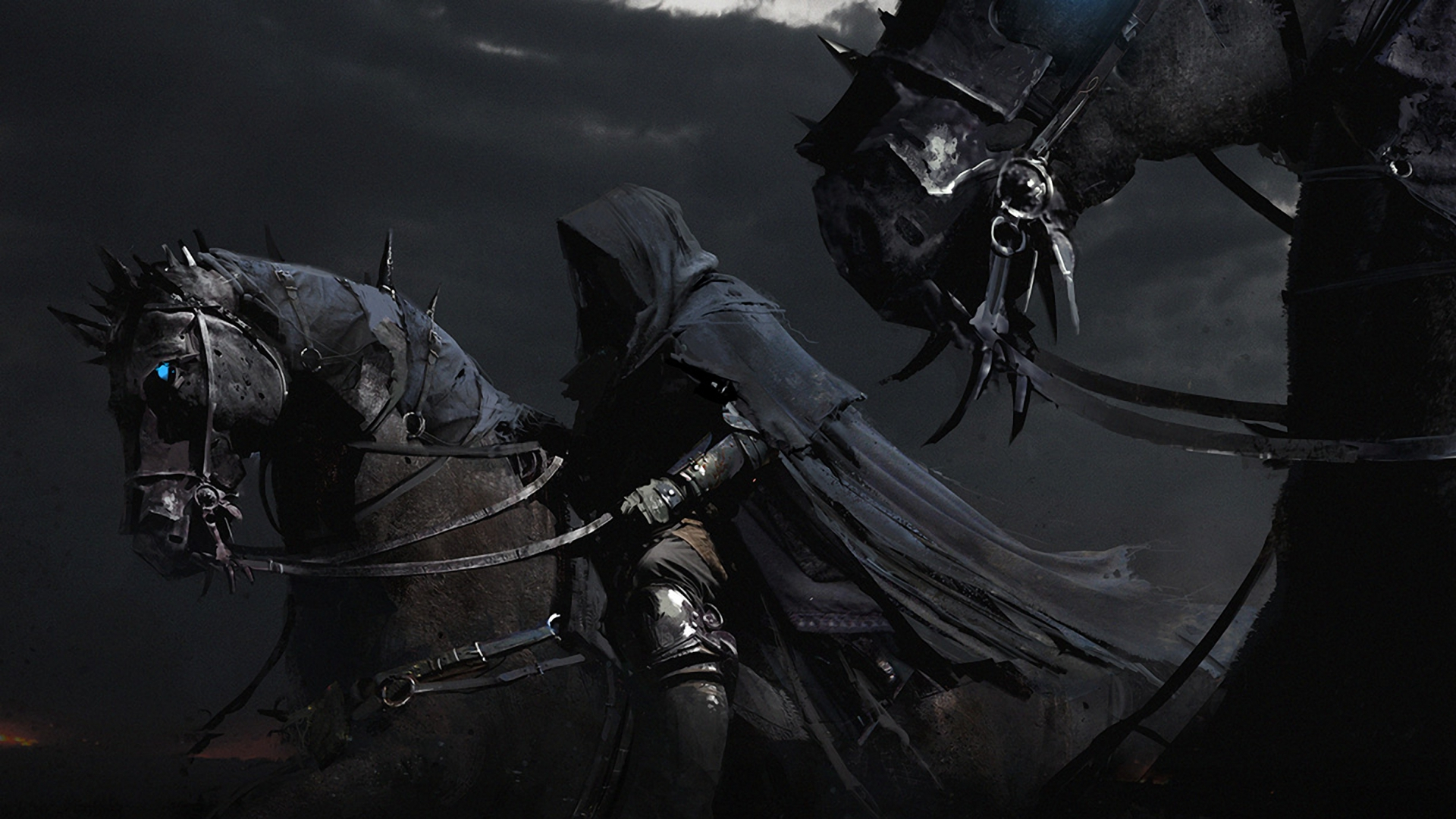Cavaliere oscuro con cavalli, 1920x1080 Full HD, Laptop