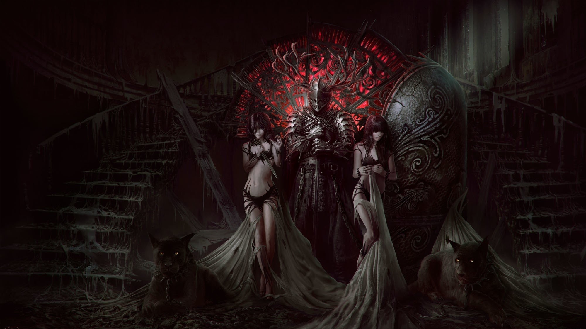 Cavaliere oscuro con due donne, 2000x1122 2K, iMac