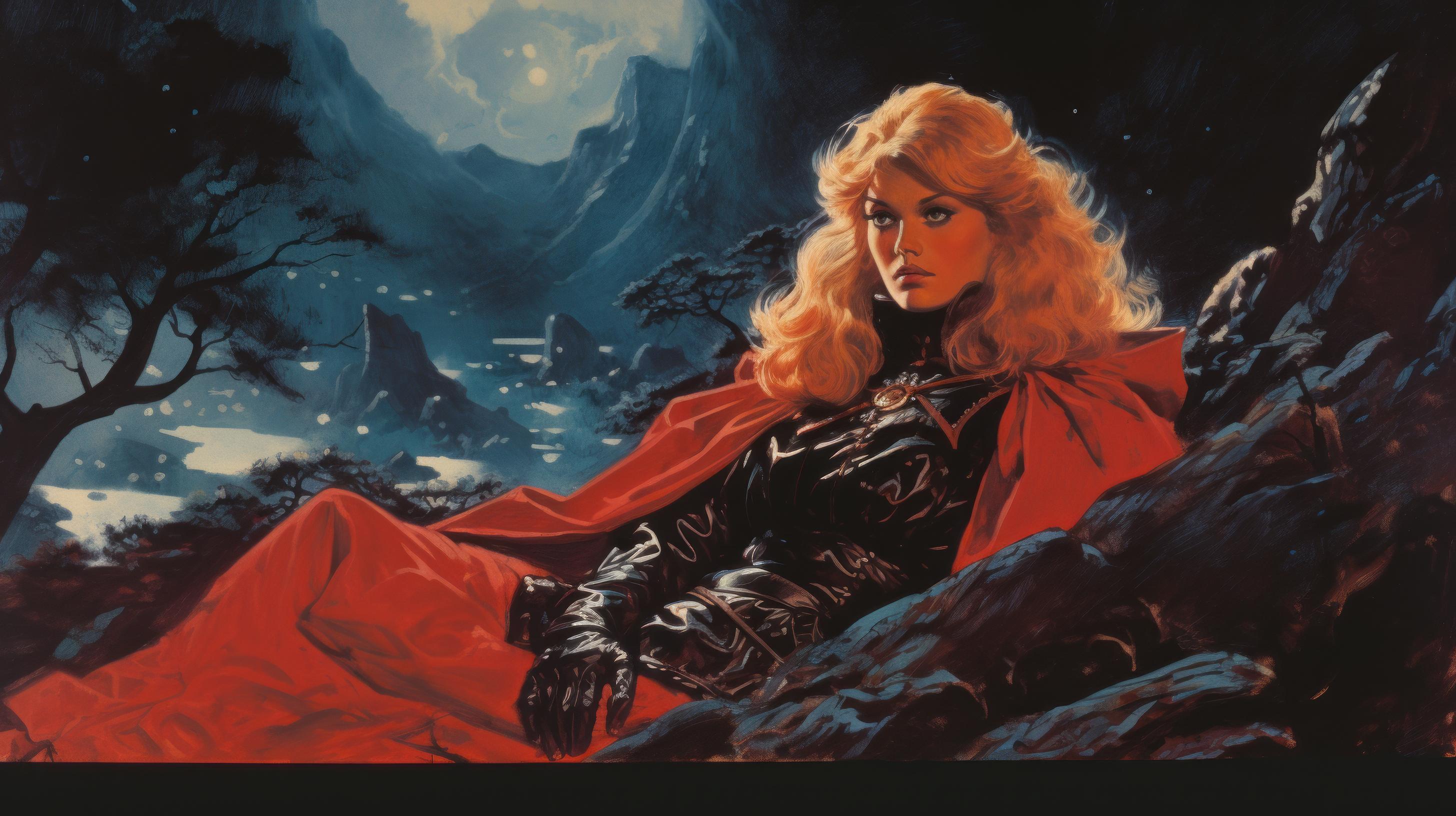 donna con mantello rosso rocce, 2912x1632 WQXGA, Desktop