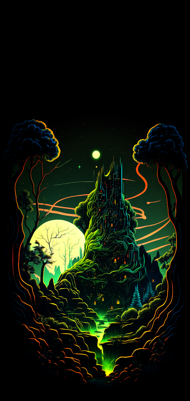 Torre oscura foresta verde, 758x1600 Full HD Verticale, Realme