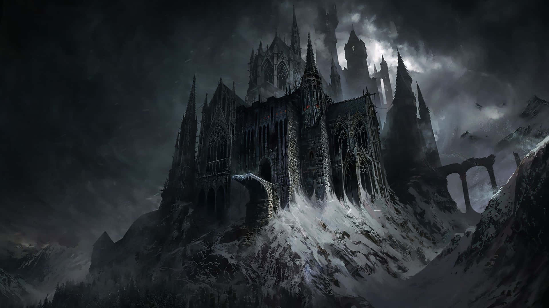 Castello gotico oscuro montagne, 1920x1080 1080p, Desktop