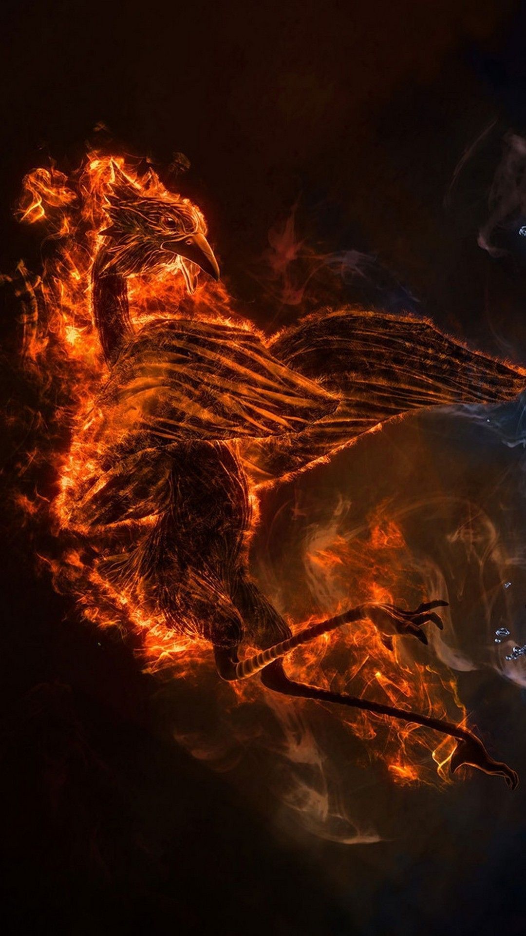 Fenice di fuoco fiammeggiante, 1080x1920 Full HD Verticale, Smartphone