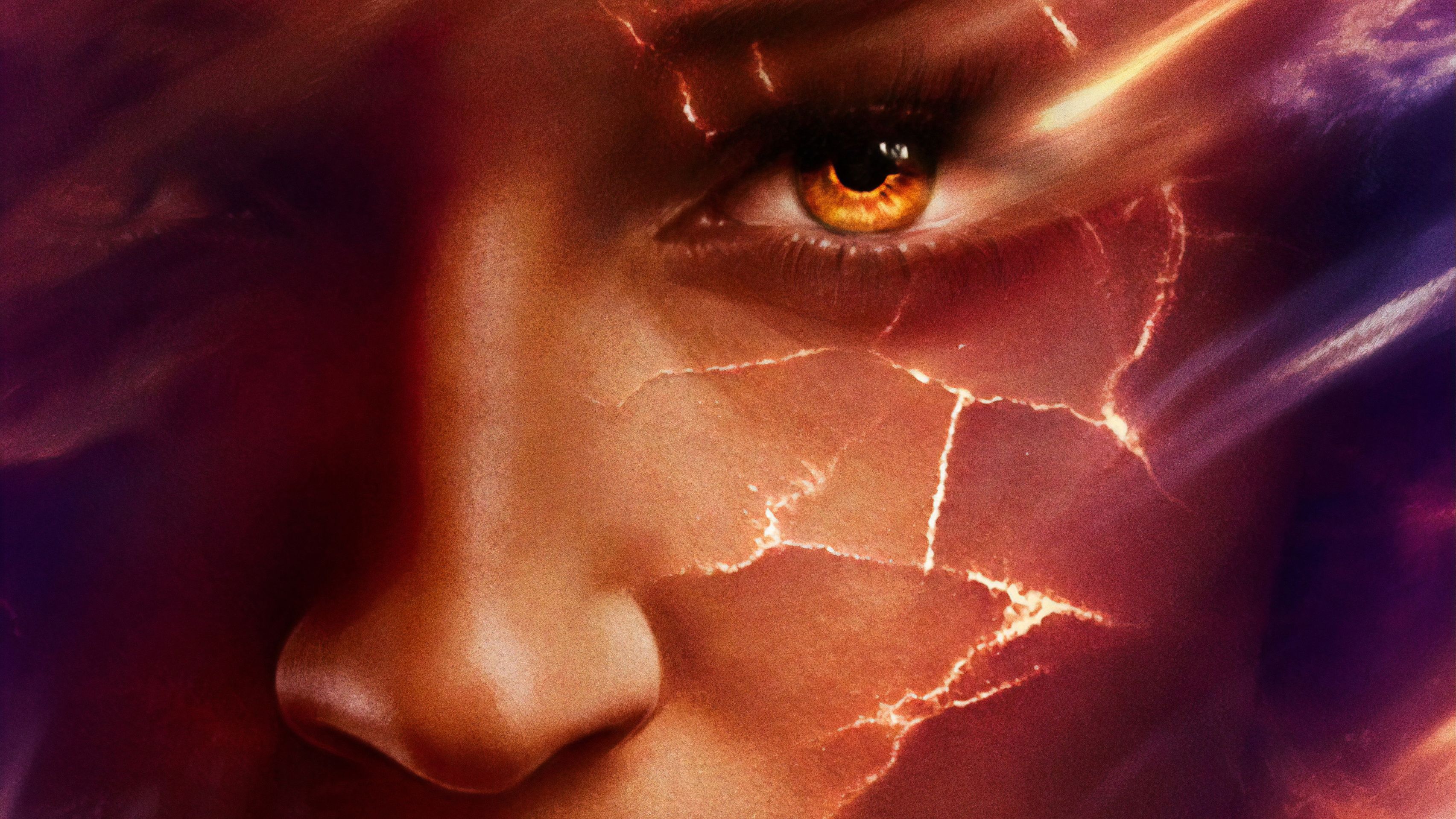 Jean Grey Dark Phoenix, volto incrinato, 3410x1918 2K, PC