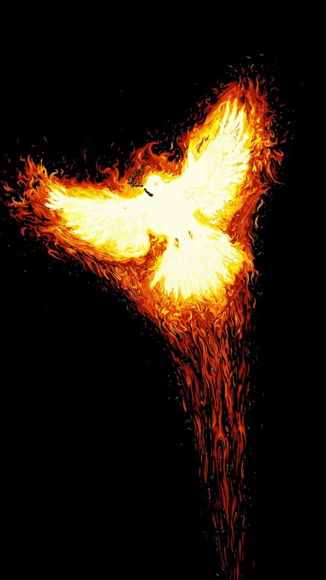 Fenice di fuoco fiamme, 1080x1920 Verticale, Telefono