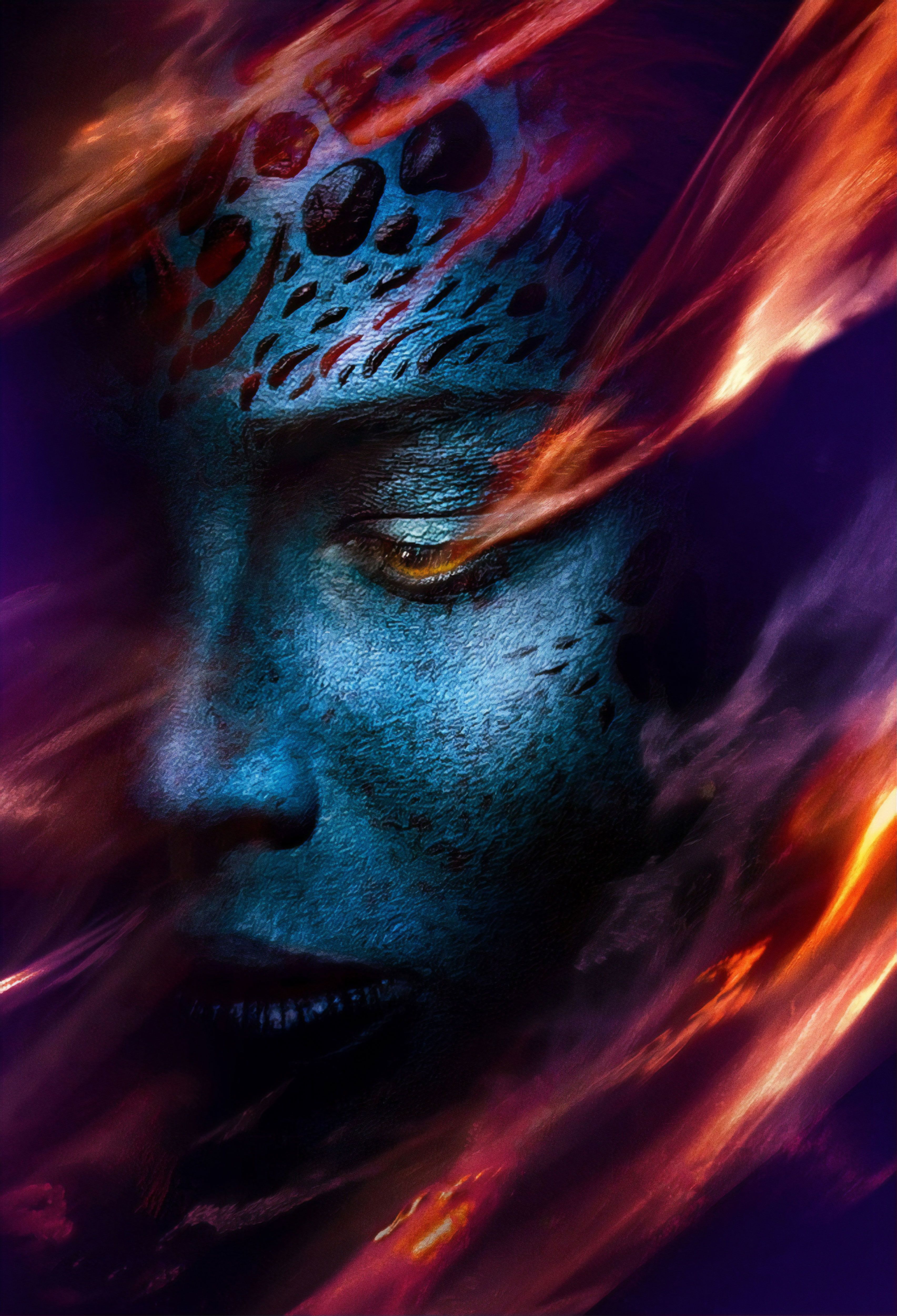 Dark Phoenix Mystique volto fiamme, 3410x5000 Full HD Verticale, Smartphone