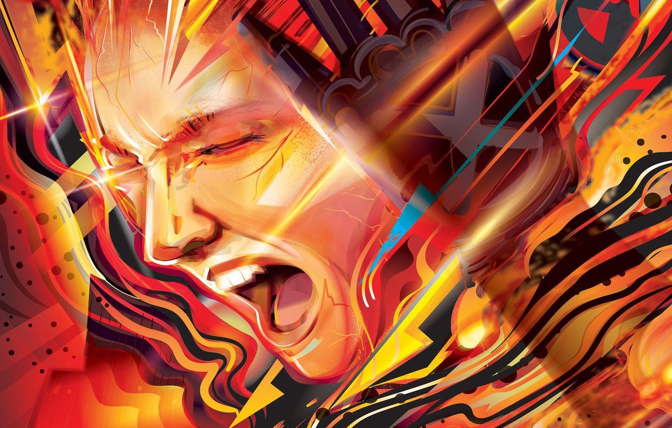 Ragazza urlante, arte astratta, Dark Phoenix, 1332x850 720p, Laptop