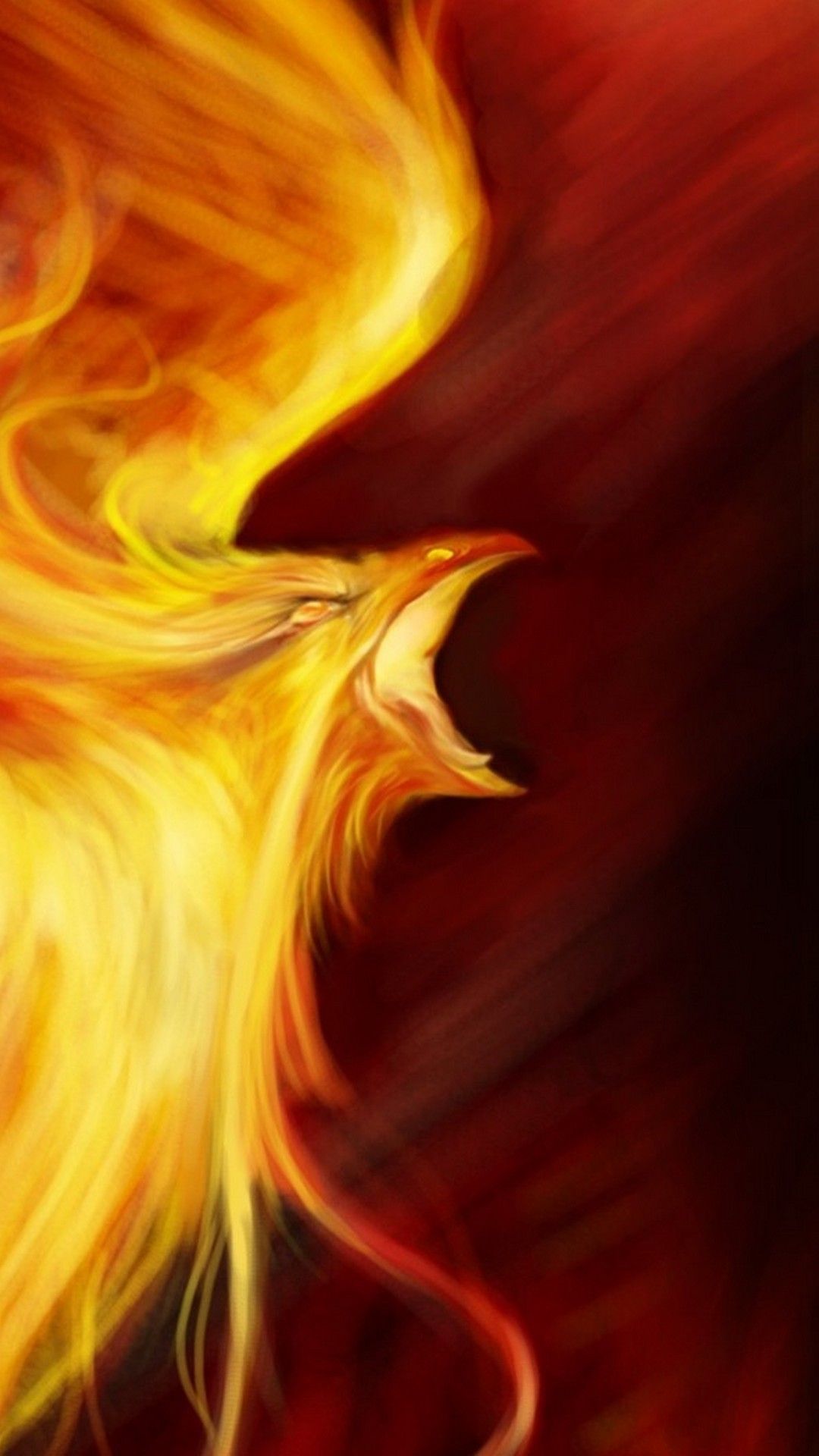 Fenice fiammeggiante arancione rossa, 1080x1920 Verticale, Telefono