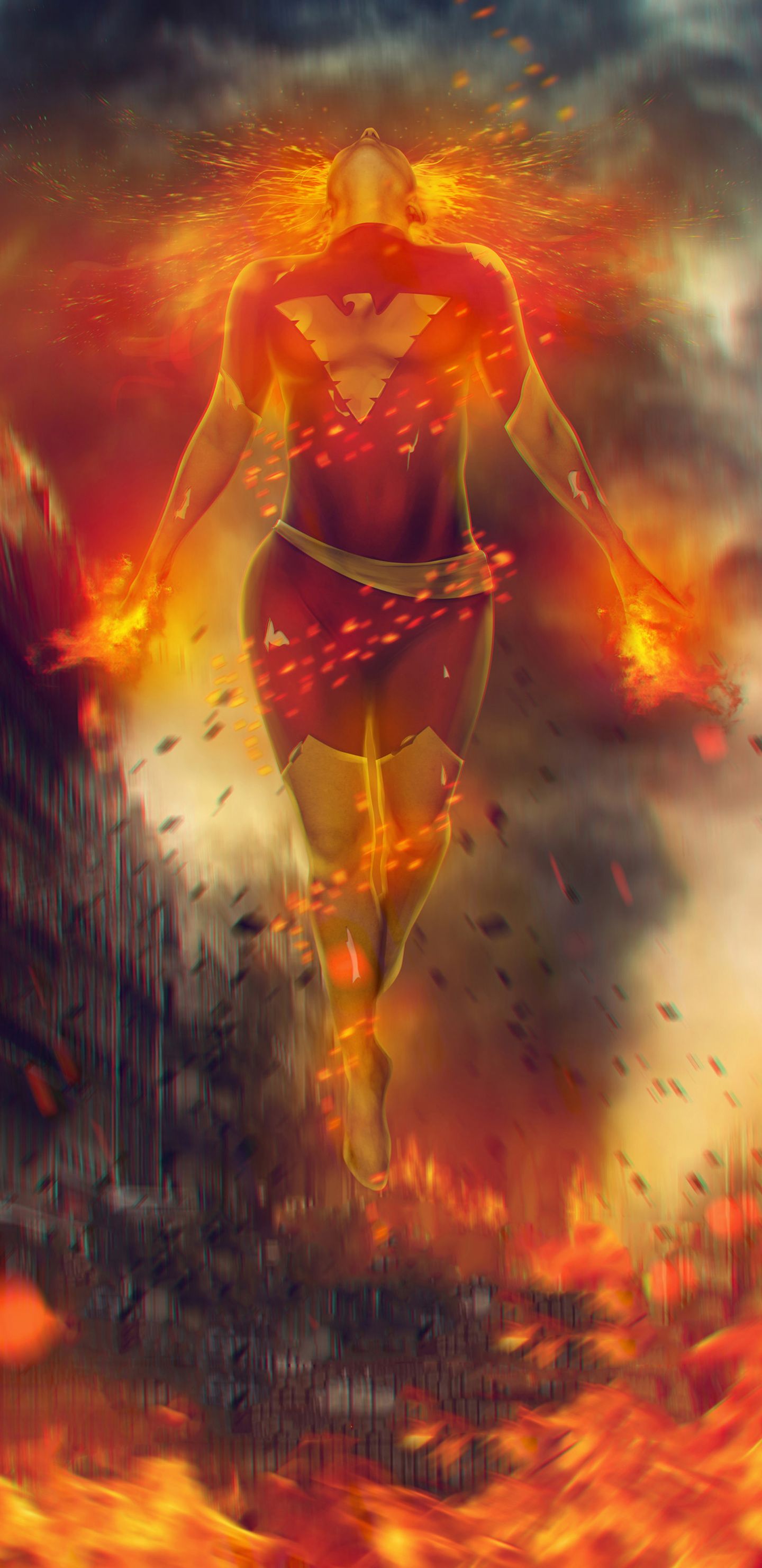 Jean Grey Dark Phoenix fiamme, 1440x2960 Full HD Verticale, Google Pixel