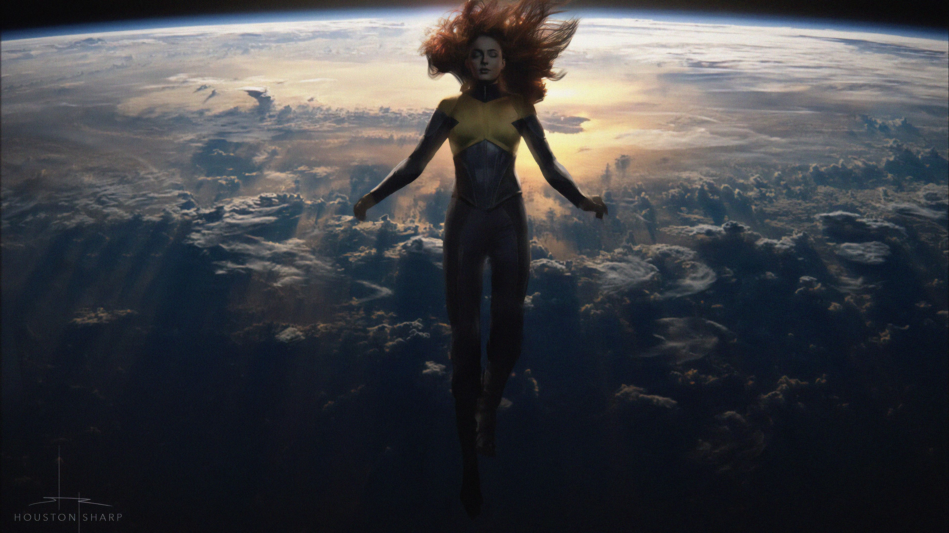 Dark Phoenix Sophie Turner spazio, 3840x2160 4K Ultra HD, Monitor 4K