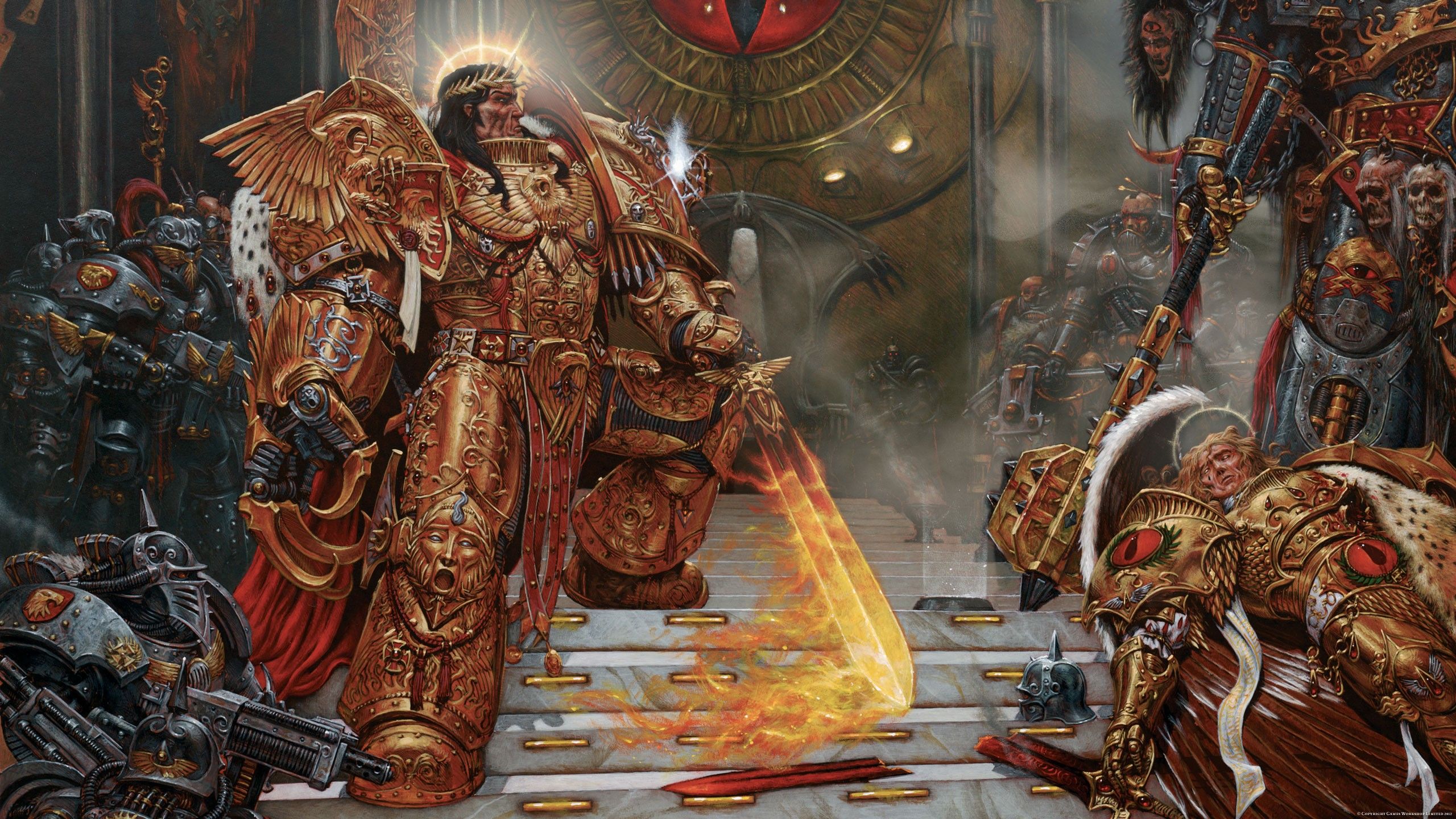 Warhammer 40k Space Marine dorato, 2560x1440 1440p, Desktop