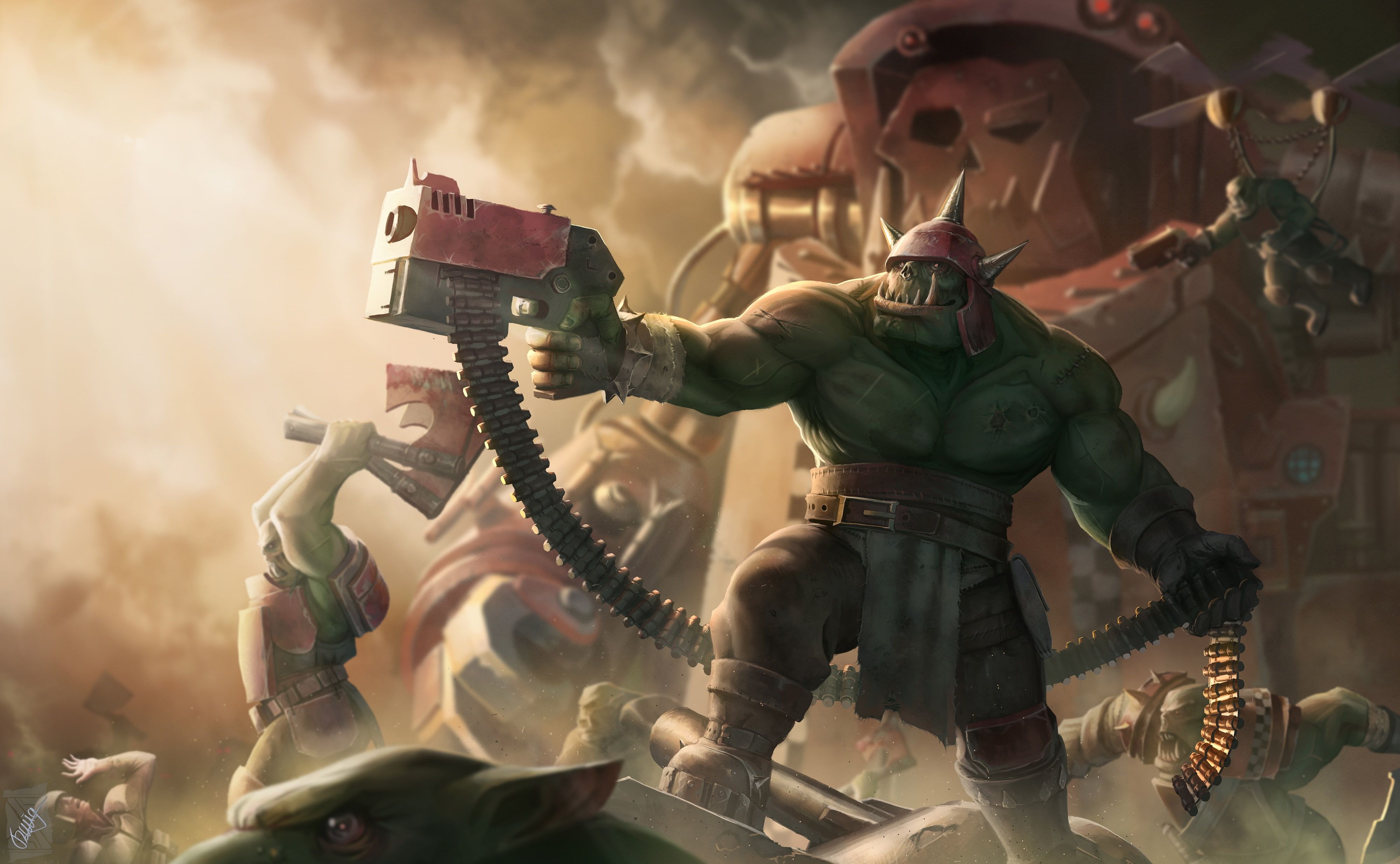 Ork con arma, Warhammer, 4000x2468 Ultra HD, Monitor 4K