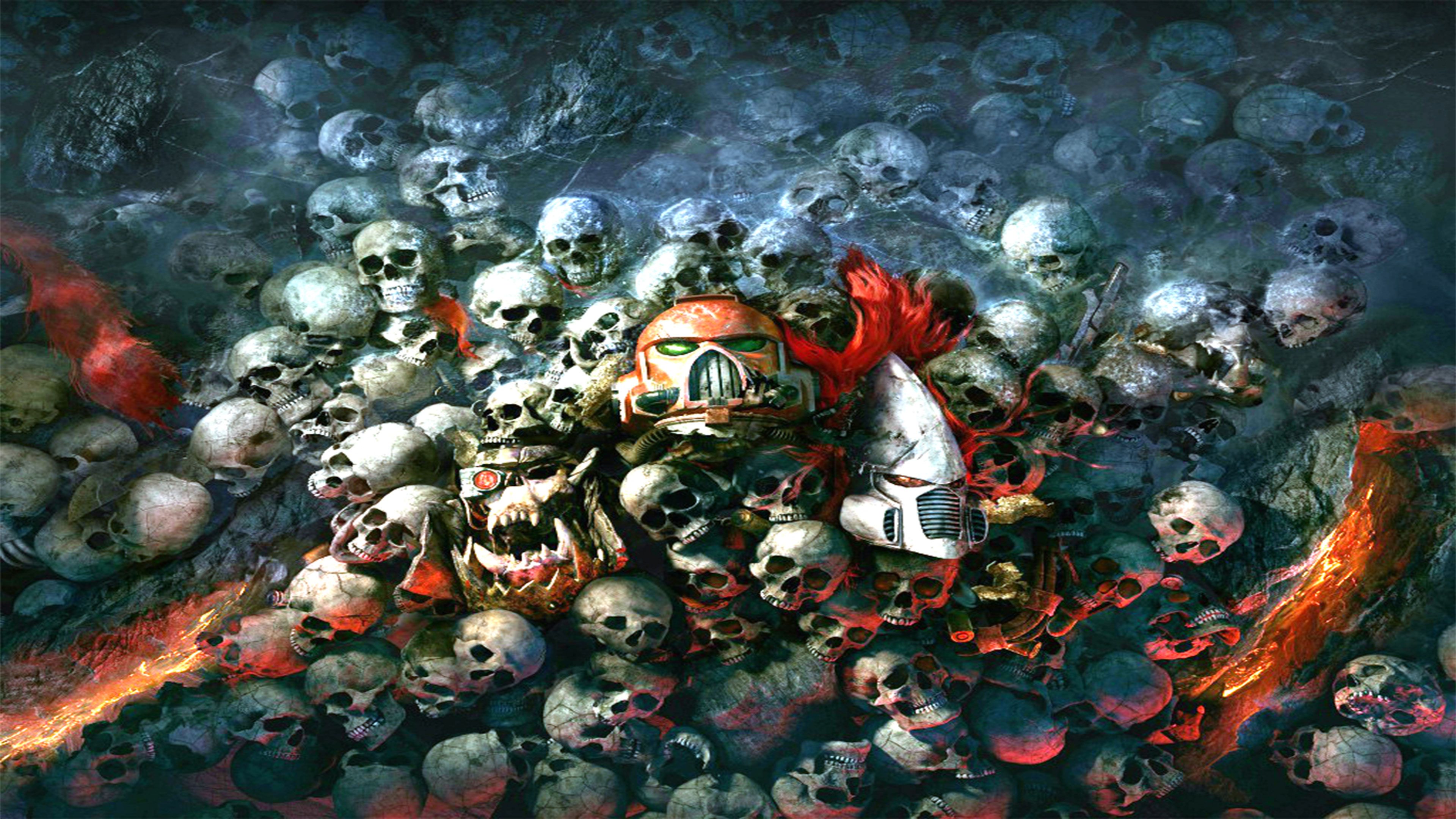 Teschi e guerriero Warhammer 40k, 3840x2160 4K, Desktop 4K