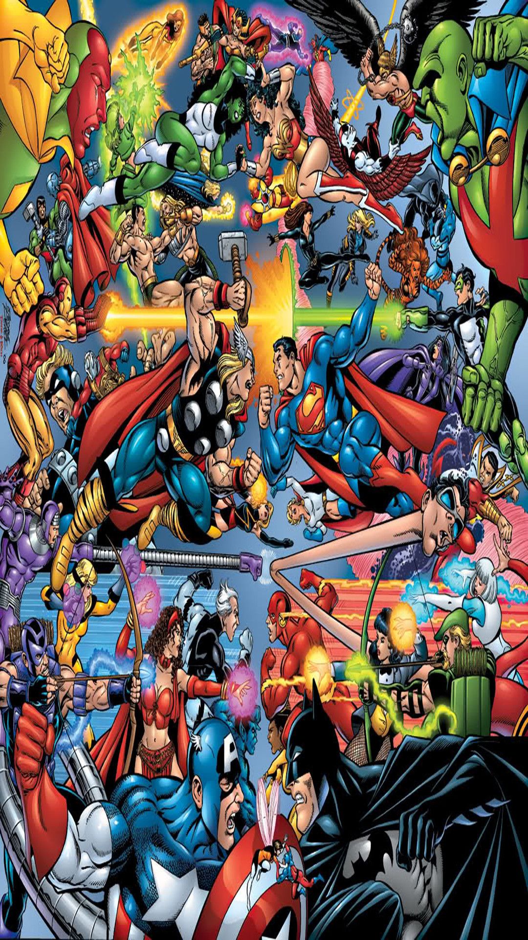 Collage personaggi DC Comics, 1440x2960 Full HD Verticale, iPhone