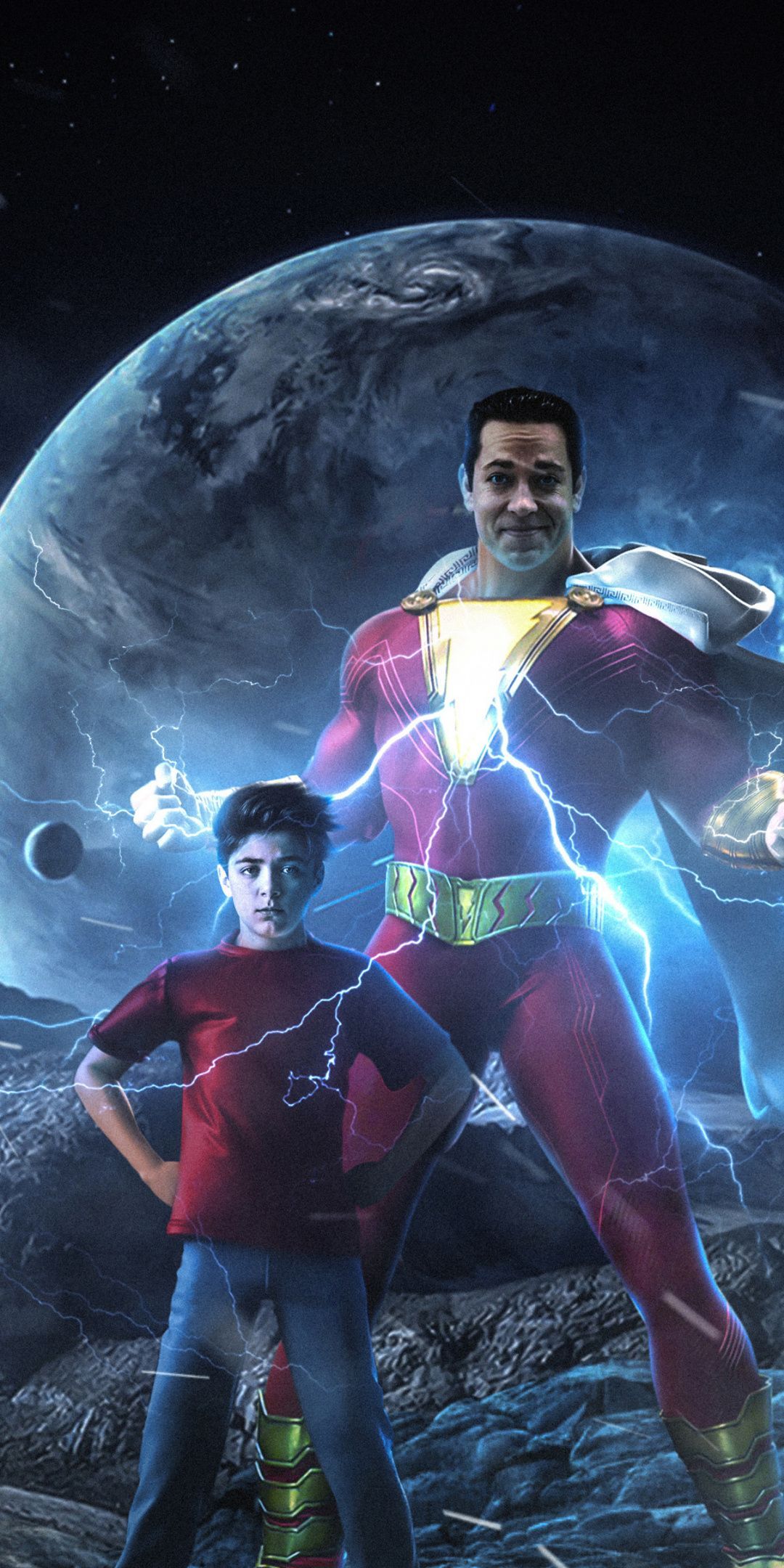 Shazam supereroe con ragazzo, 1080x2160 Verticale, Telefono