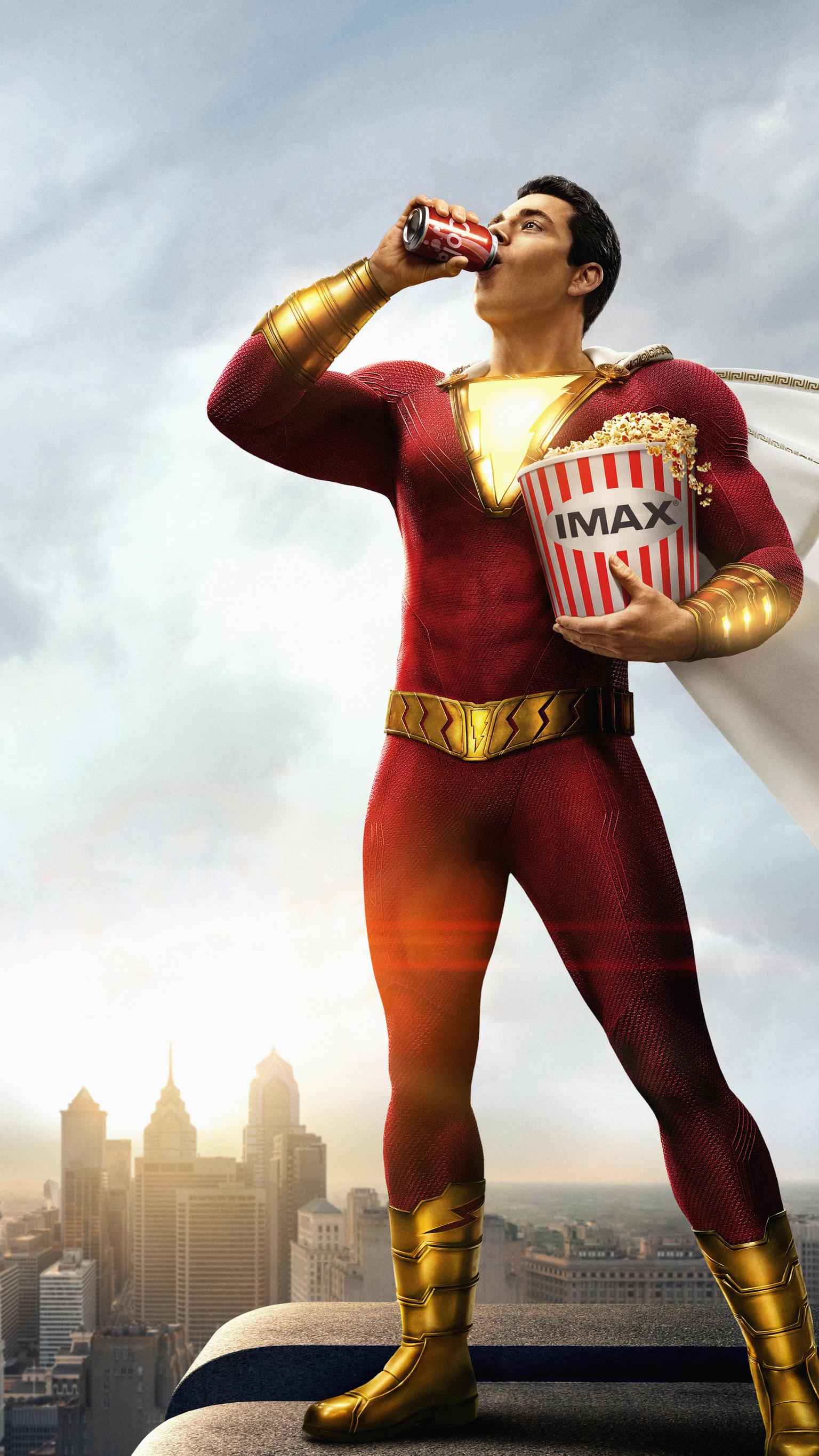 Shazam supereroe con popcorn, 1536x2732 Verticale, Android