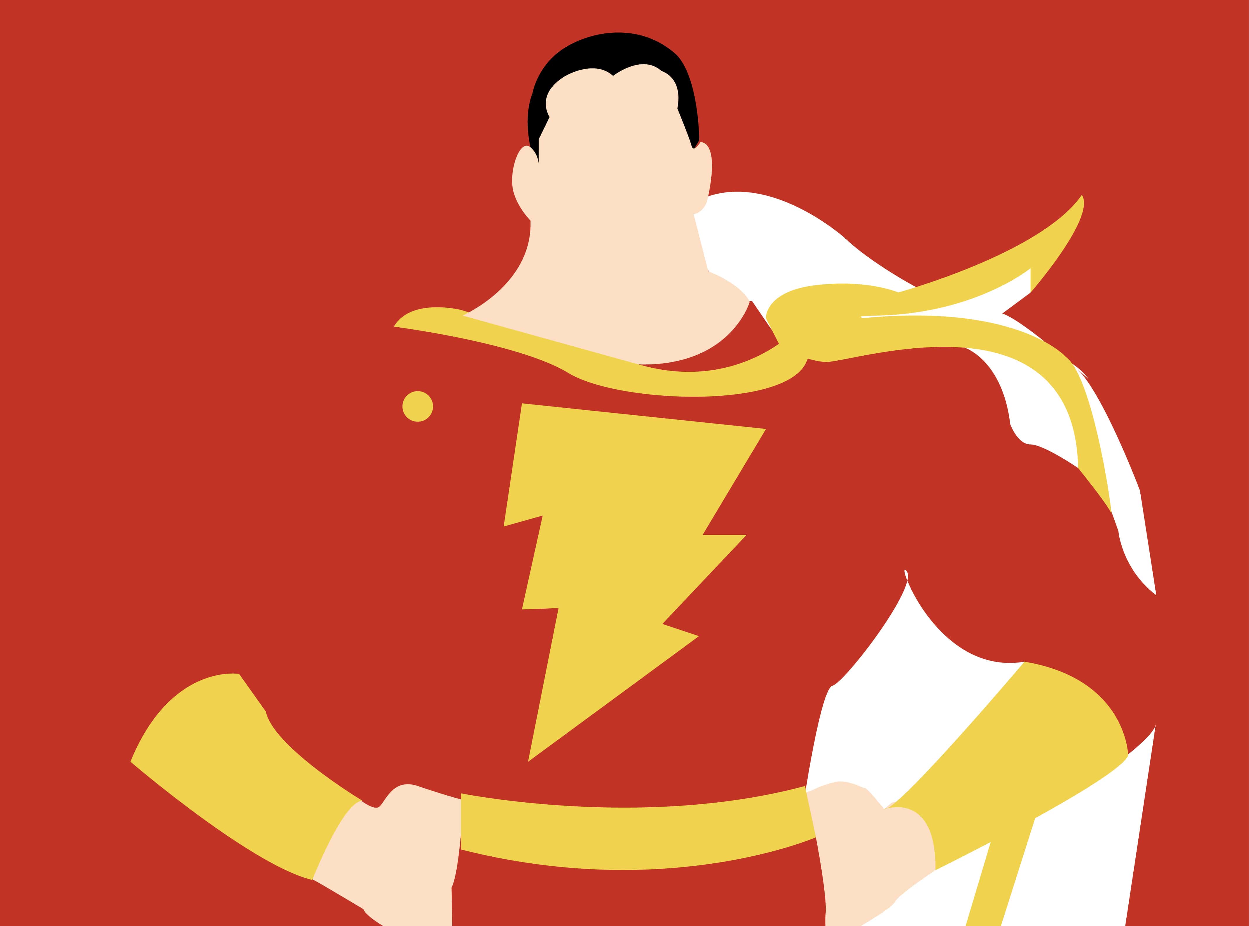 Shazam minimalista sfondo rosso, 4267x3166 Ultra HD, PC