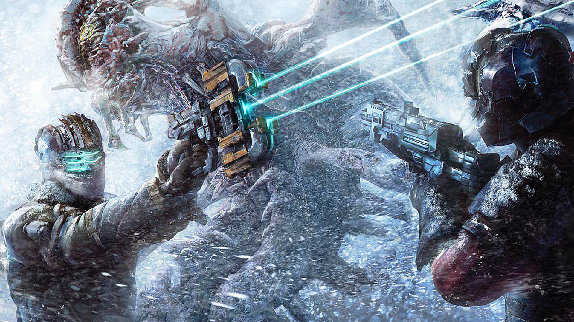 Dead Space 3 scena combattimento neve, 1920x1080 Full HD, Desktop