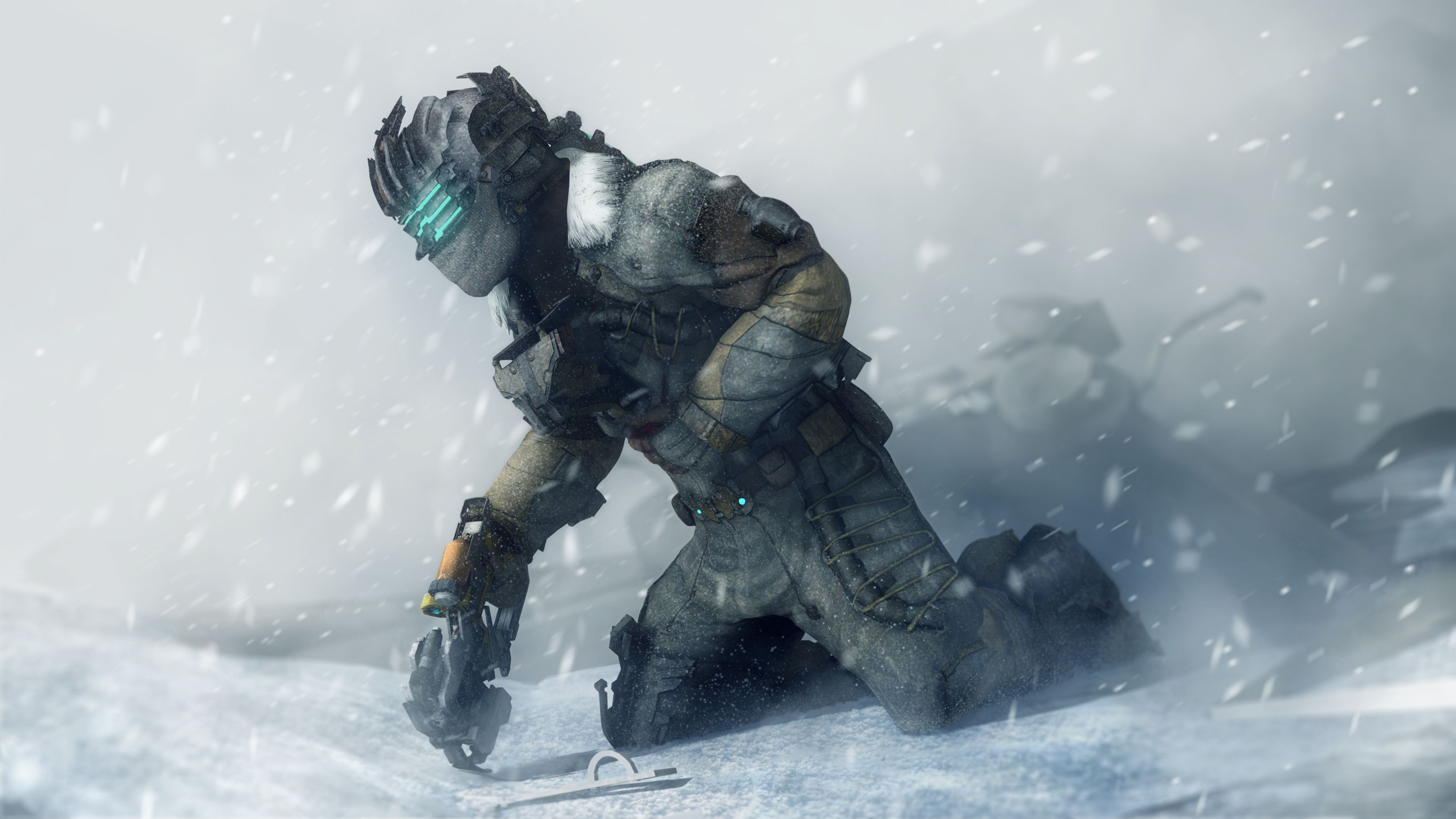Isaac Clarke nella neve, Dead Space 3, survival horror, 4000x2250 UHD, PC 4K
