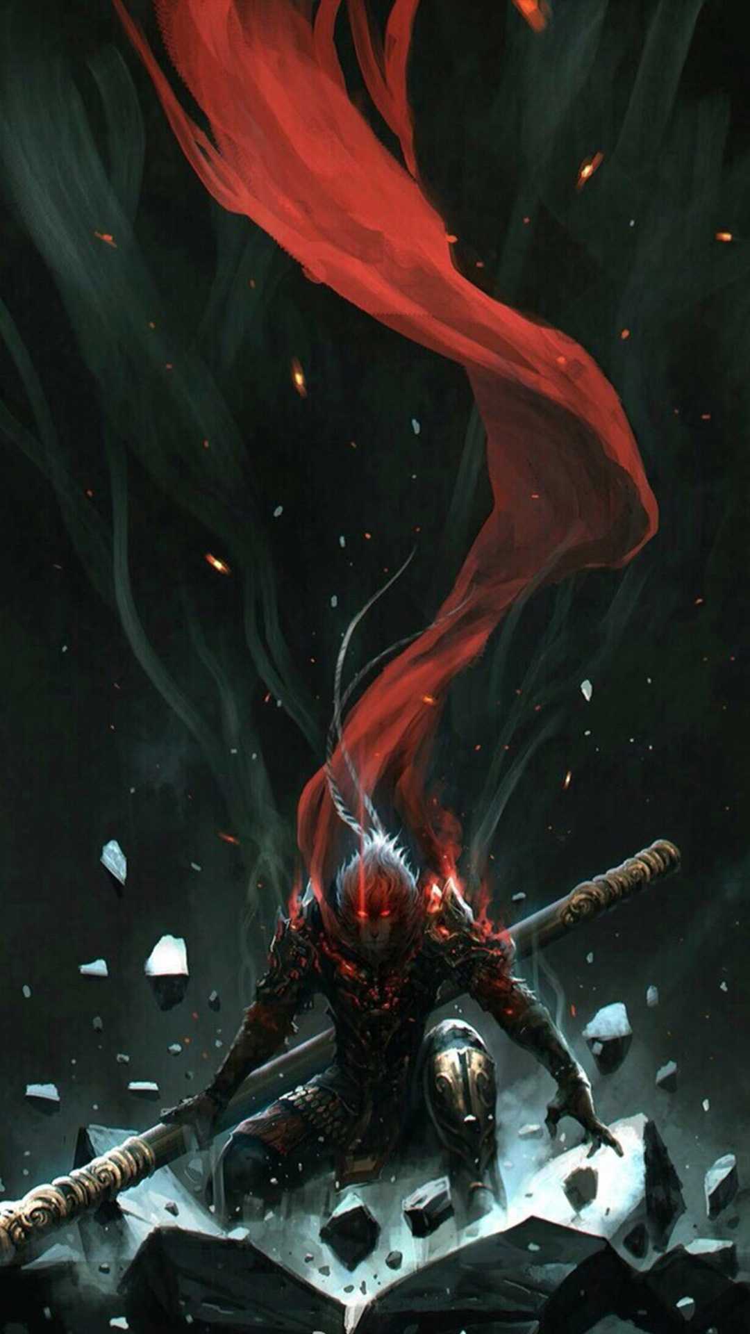 Deadpool con katane e sciarpa rossa, 1080x1920 Full HD Verticale, iPhone