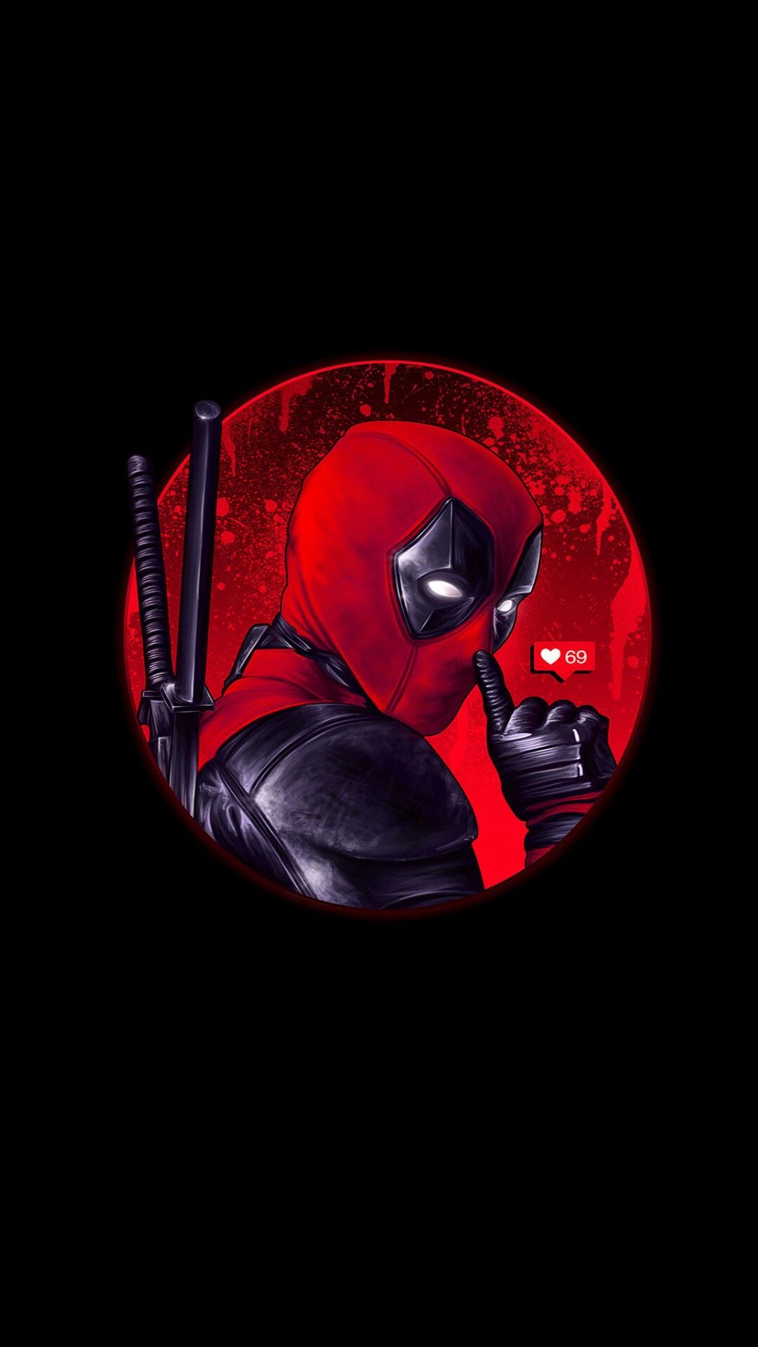 Deadpool cerchio rosso nero, 1080x1920 Full HD Verticale, Smartphone