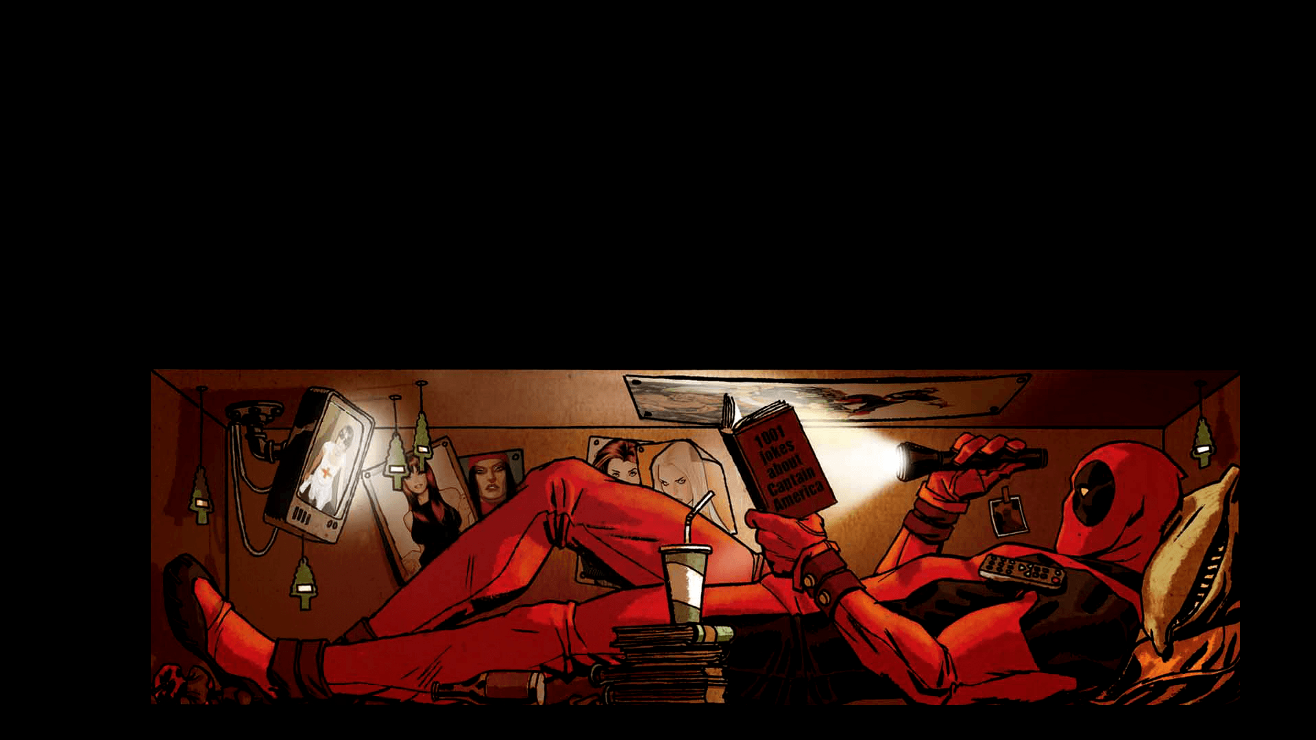 Deadpool sdraiato animato, 1920x1080 Full HD 1080p, Desktop