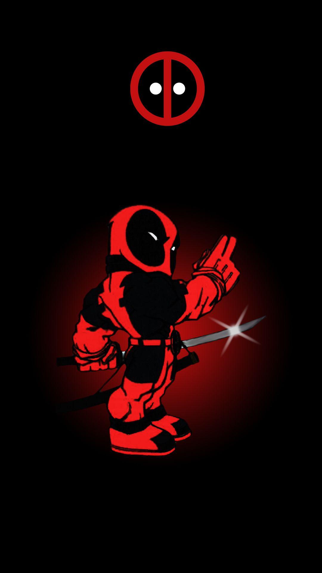 Deadpool animato rosso nero, mercenario, 1080x1920 Full HD Verticale, Smartphone